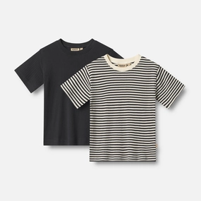 2 Rib T-shirt S/S Fabian - navy rib stripe