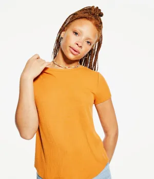 Aeropostale Damen 'Seriously Soft' Rippenstrick-T-Shirt - Größe S - Spandex - Teen-Mode & Bekleidung - Beige Aeropostale