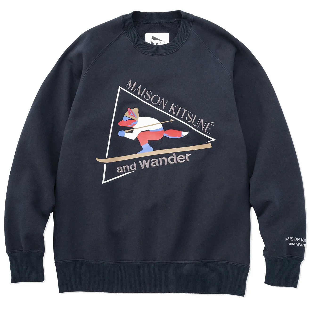 And Wander x Maison Kitsune Baumwoll-Sweatshirt Marine