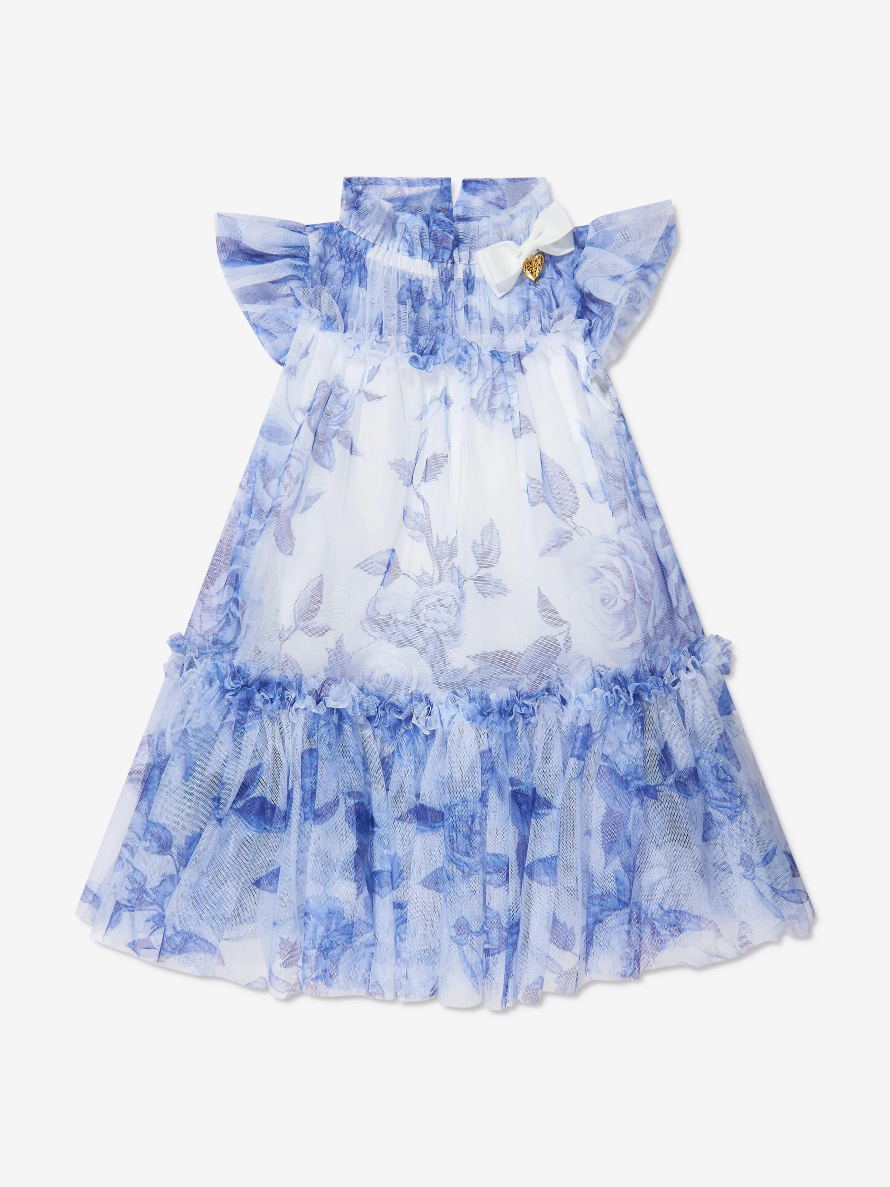 Engelsgesicht Mädchen Ringelblume Tüll Blumenkleid in Weiß