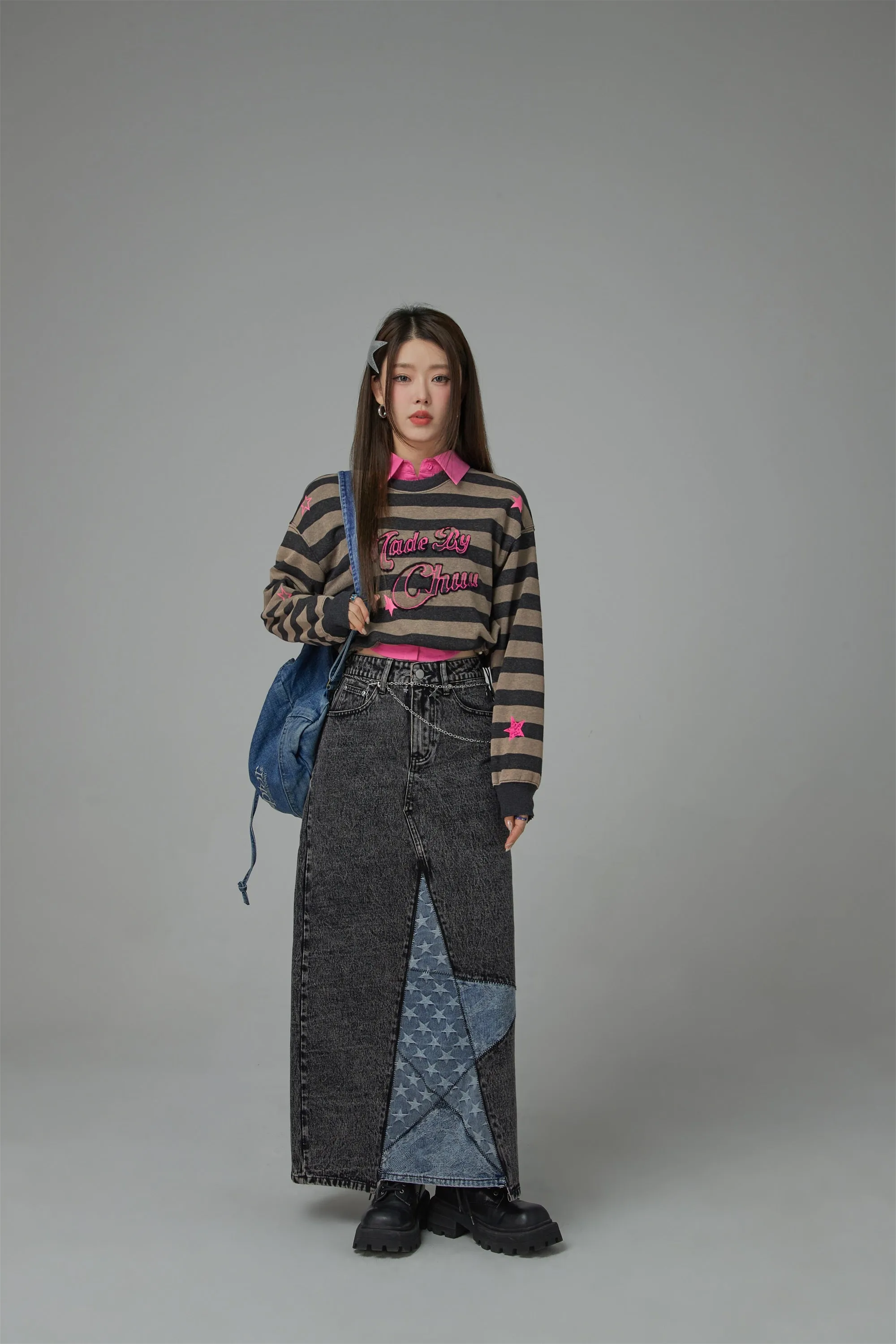 At My Best Gestreiftes Cropped Sweatshirt