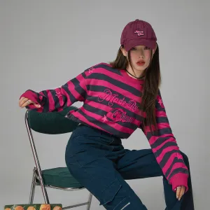 At My Best Gestreiftes Cropped Sweatshirt
