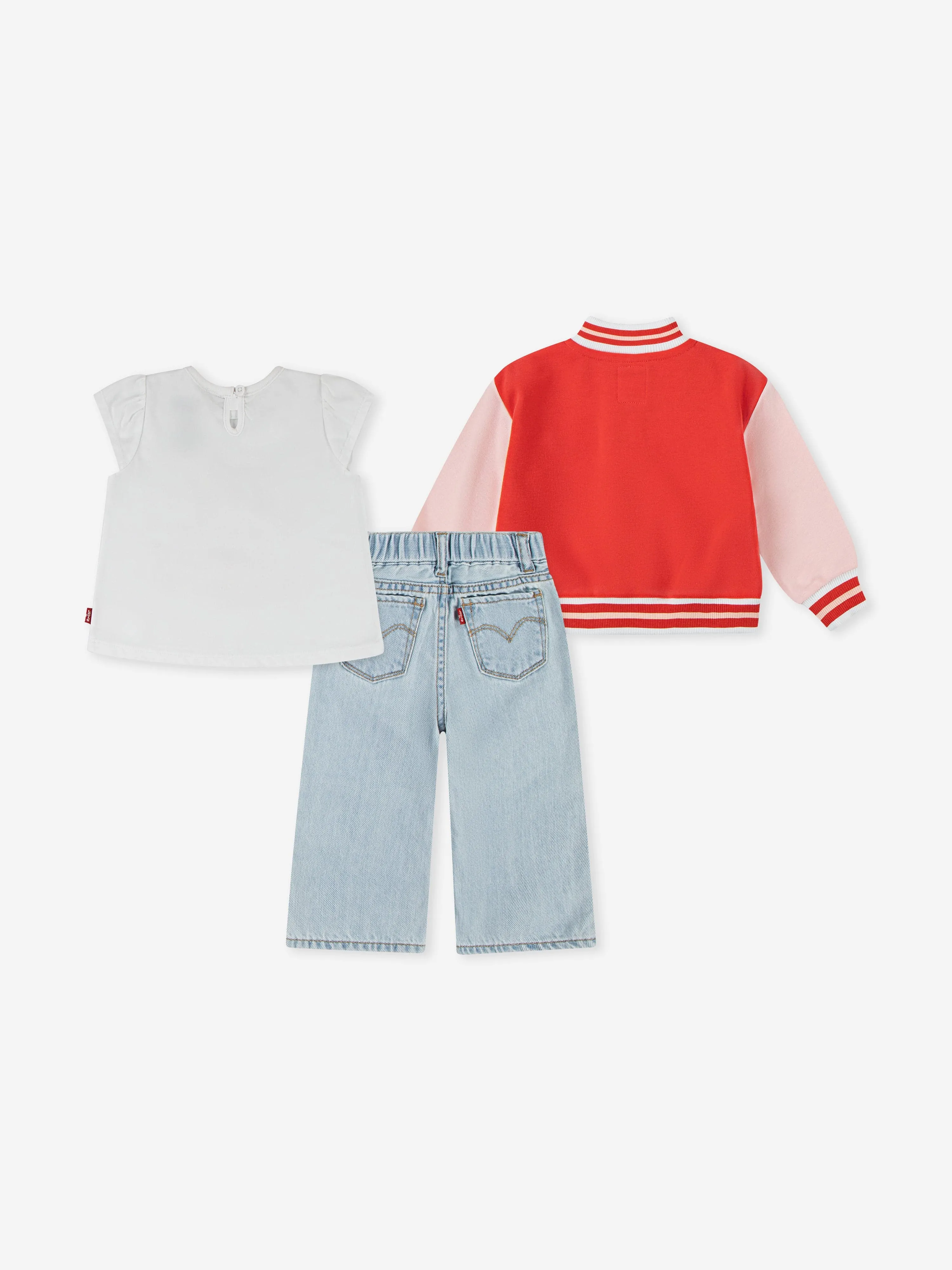 Baby Girls Bomber, T-Shirt und Weite Hose Set in Rot