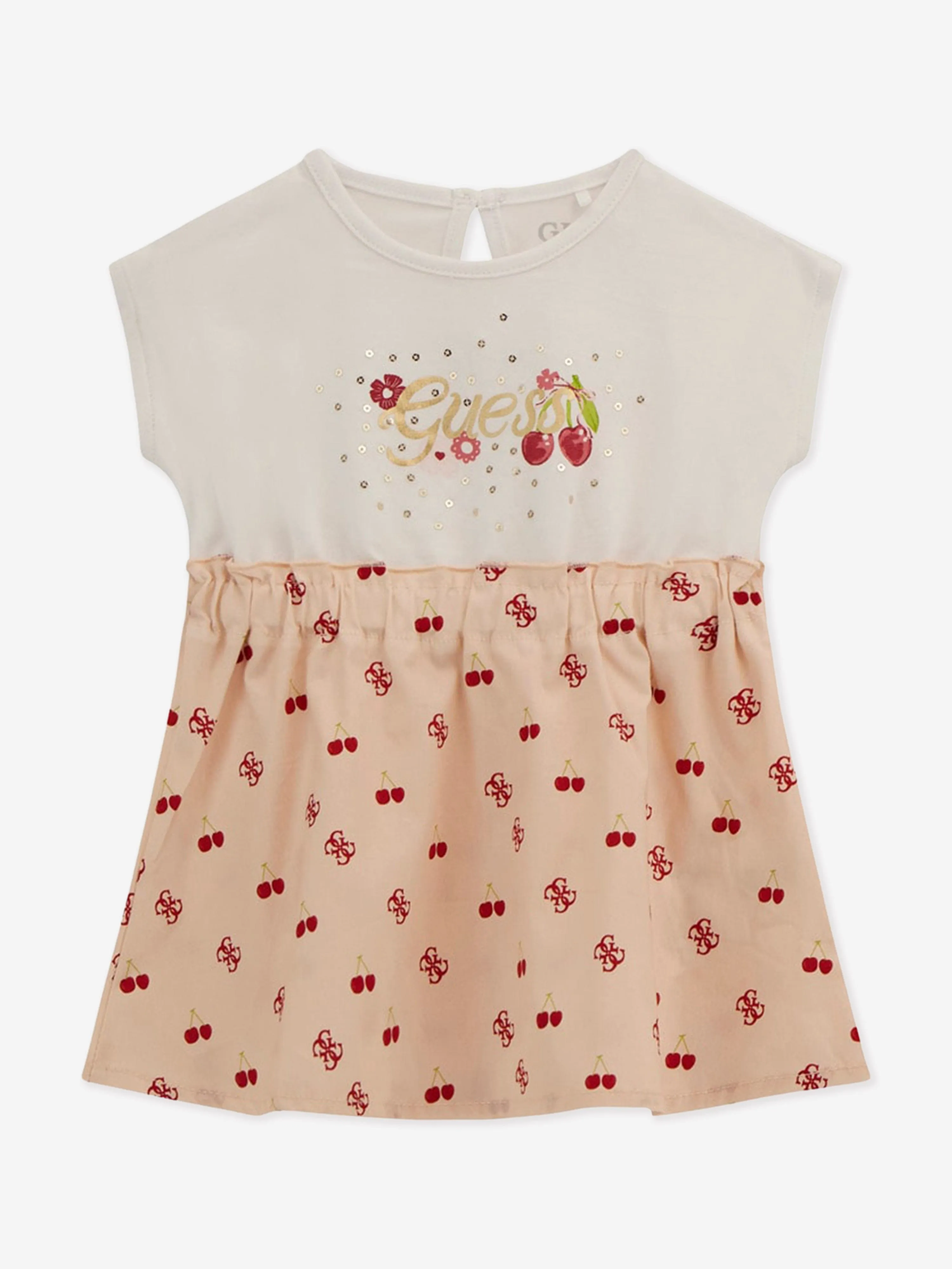 Baby-Mädchen Kirschkleid mit Schlüpfer in Rosa