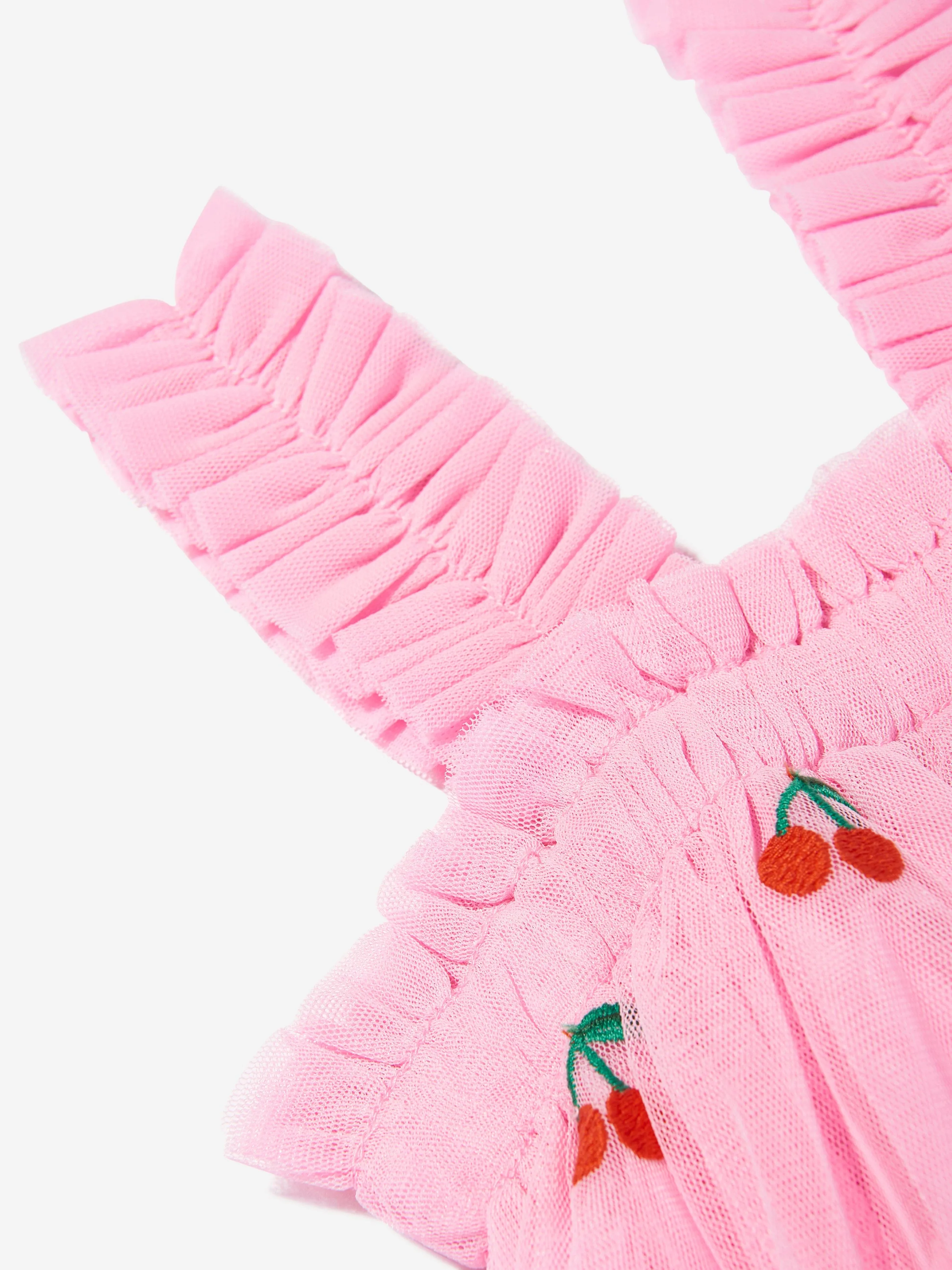 Rosa besticktes Kirschenkleid für Baby-Mädchen