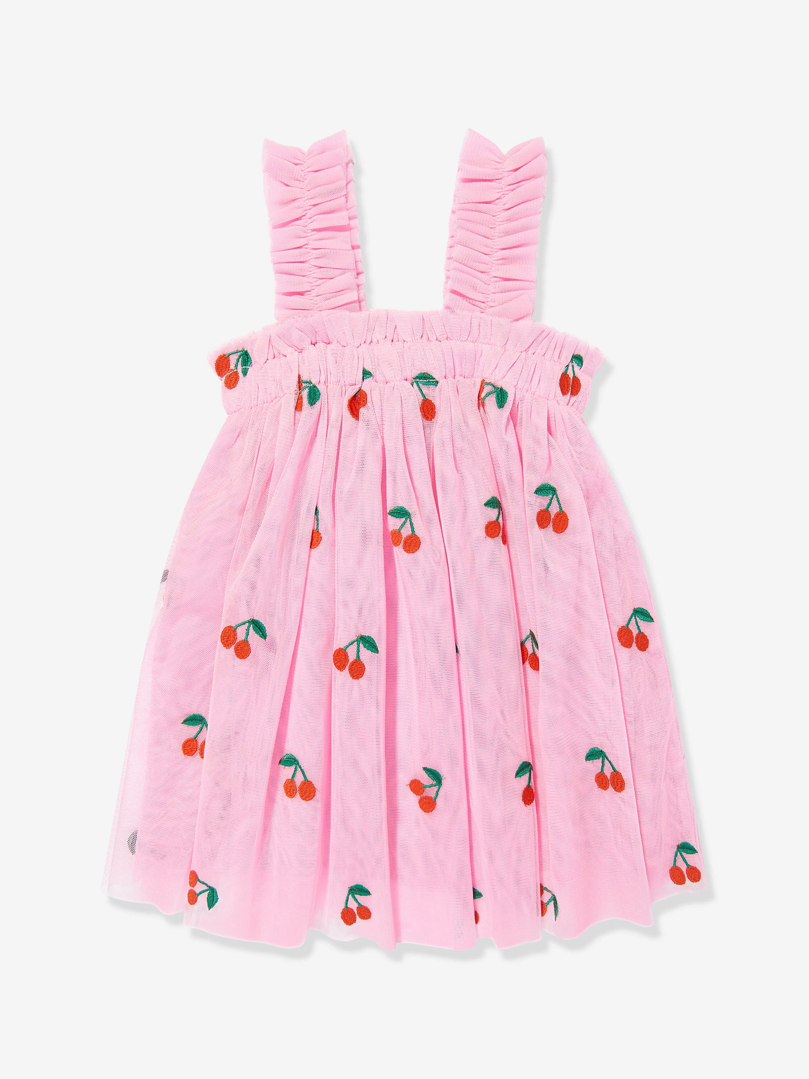 Rosa besticktes Kirschenkleid für Baby-Mädchen