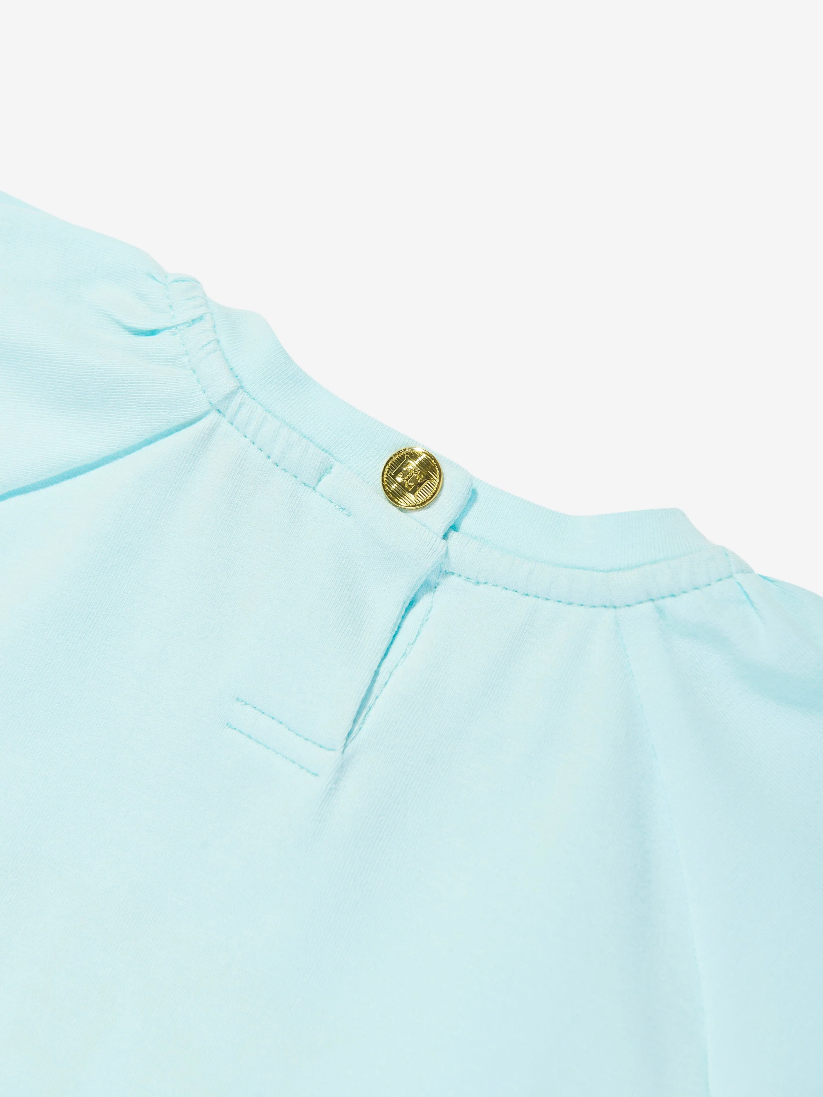 Blaues T-Shirt mit besticktem Logo für Baby-Mädchen