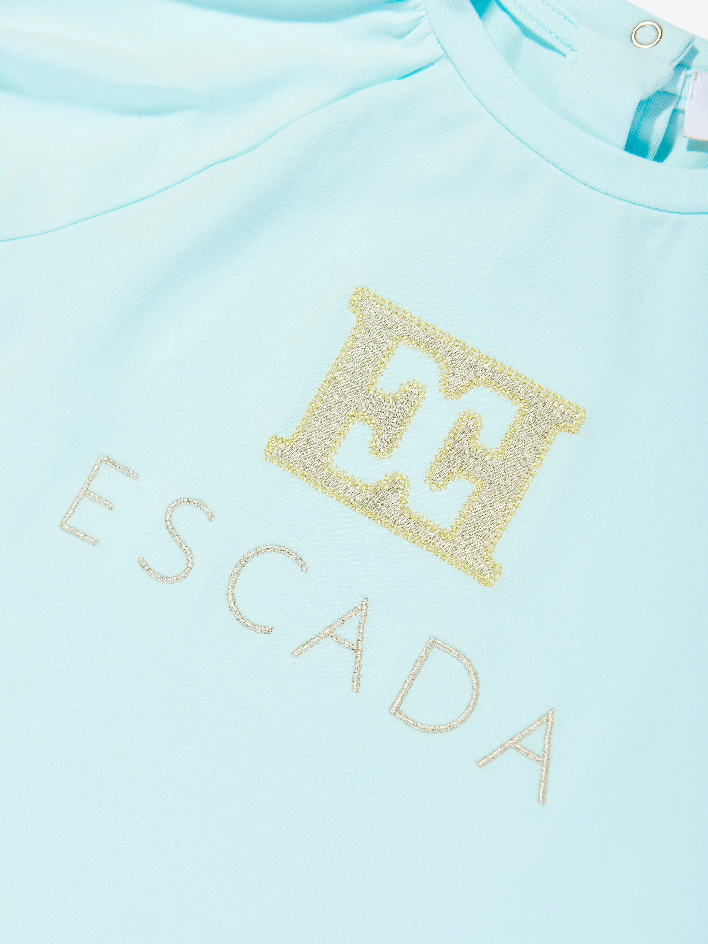 Blaues T-Shirt mit besticktem Logo für Baby-Mädchen