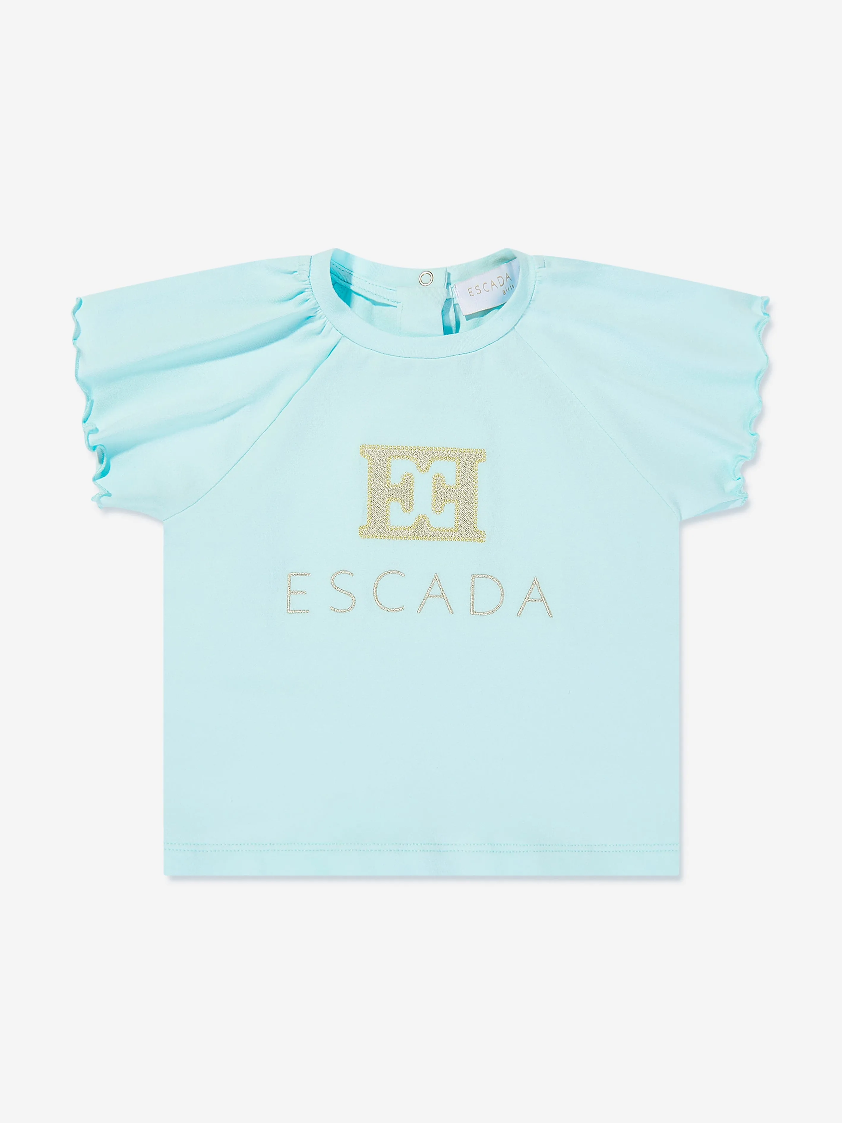Blaues T-Shirt mit besticktem Logo für Baby-Mädchen