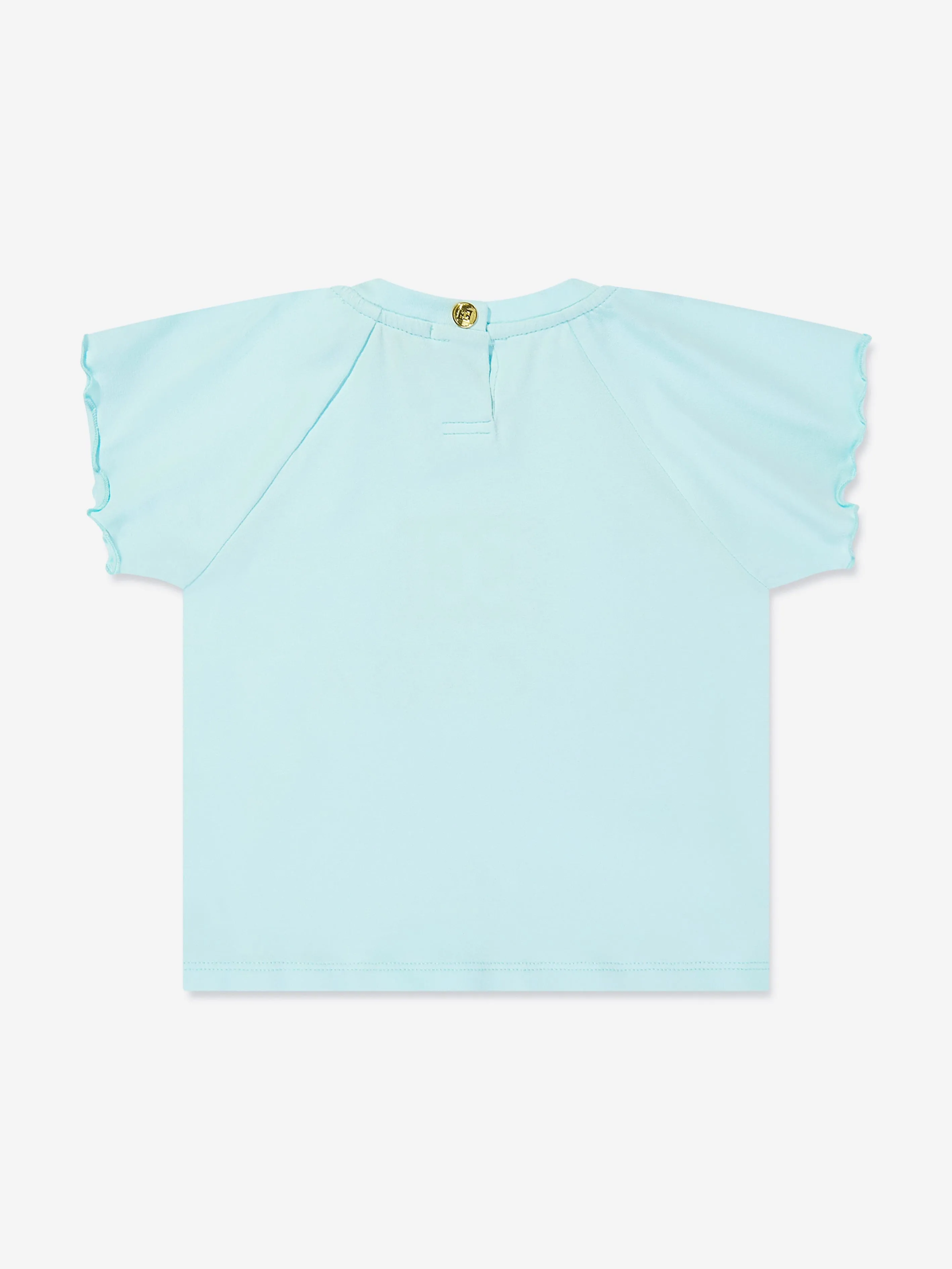Blaues T-Shirt mit besticktem Logo für Baby-Mädchen