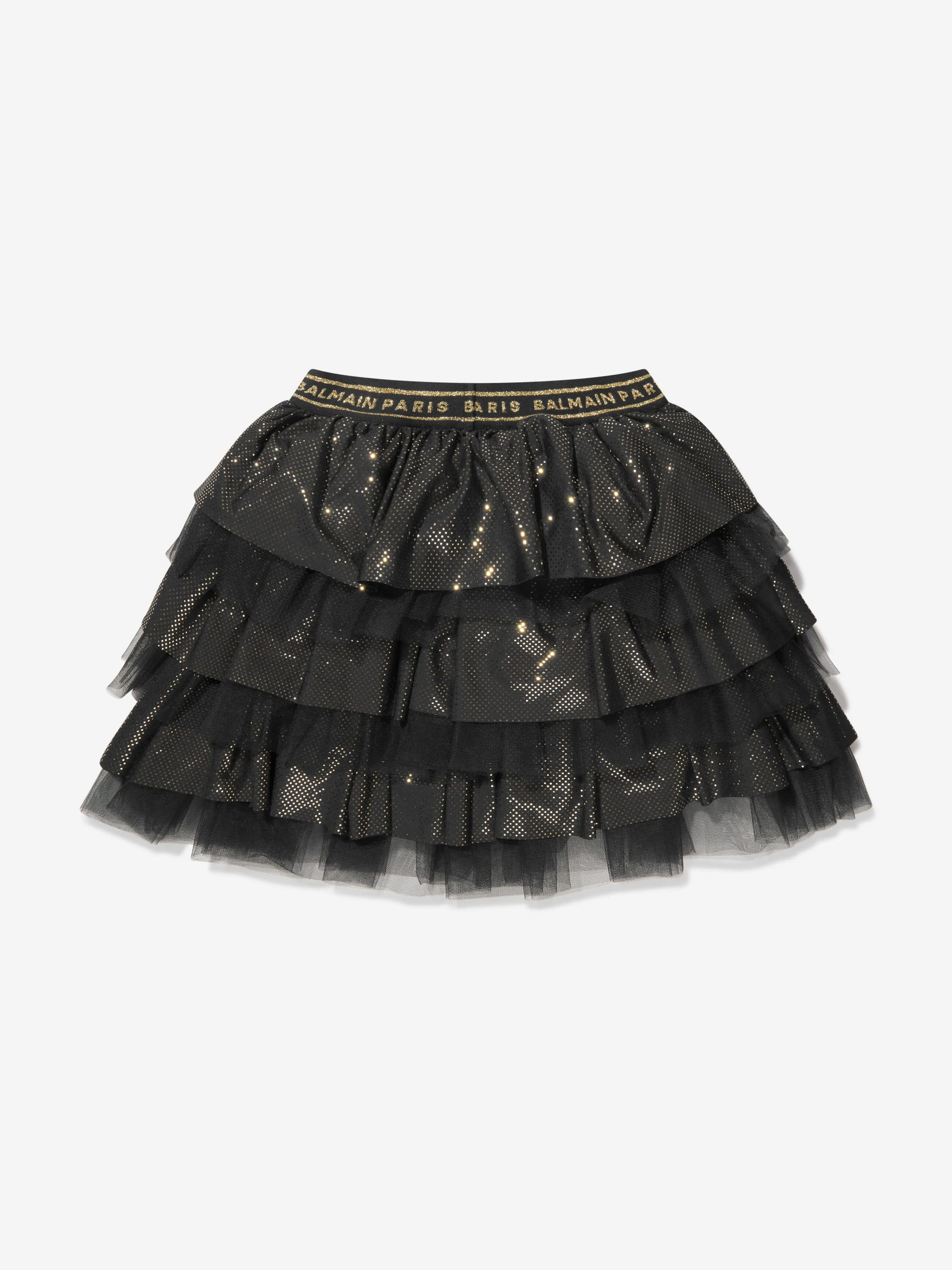 Balmain Mädchen Rüschenrock in Schwarz