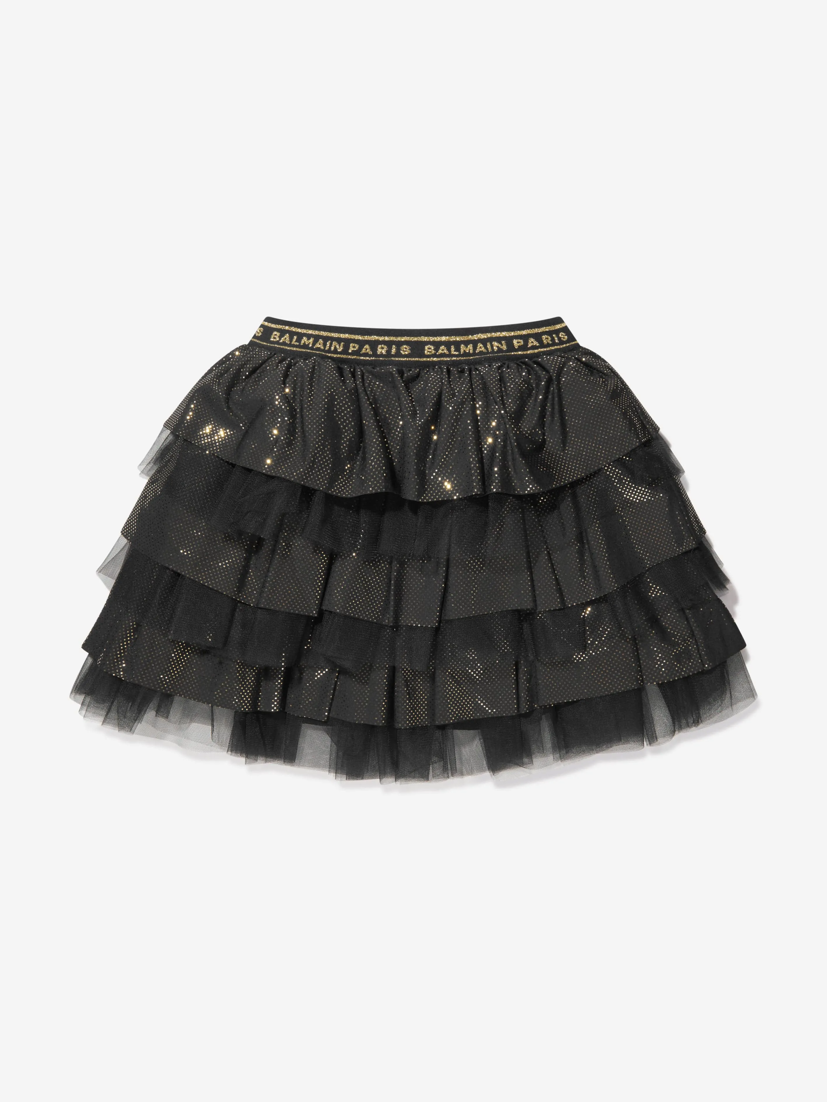 Balmain Mädchen Rüschenrock in Schwarz