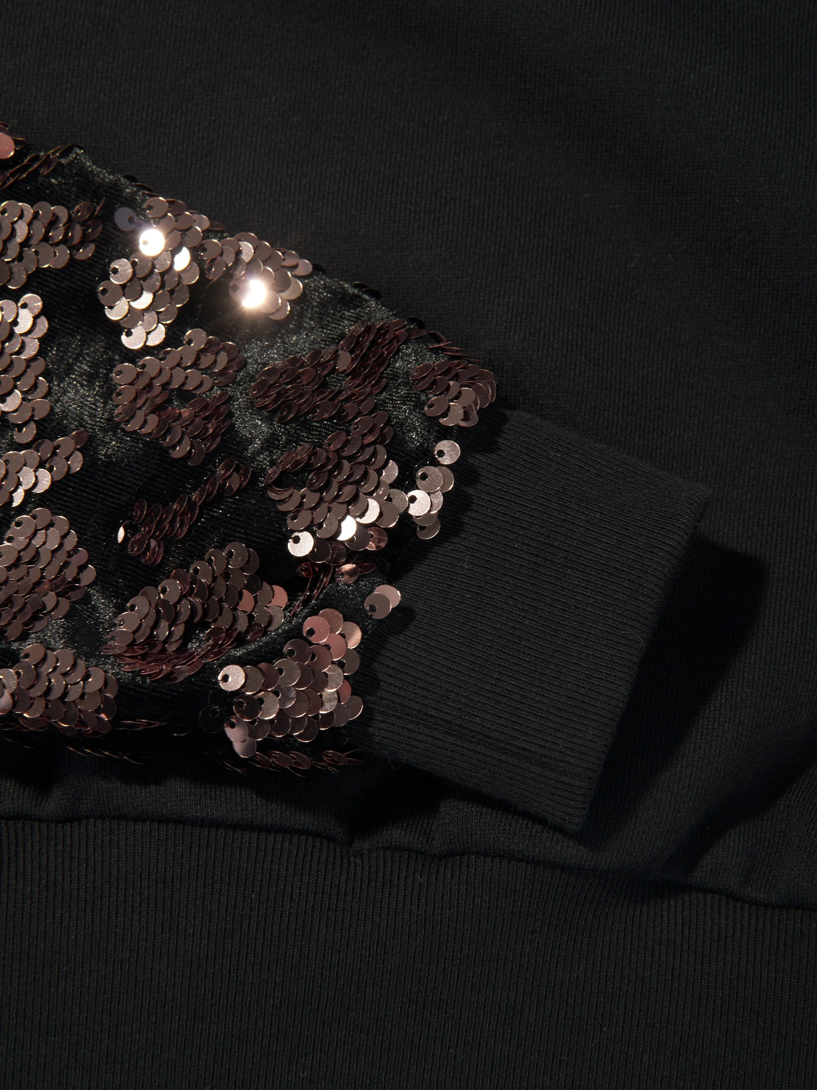 Balmain Mädchen Pailletten-Ärmel Sweatshirt in Schwarz