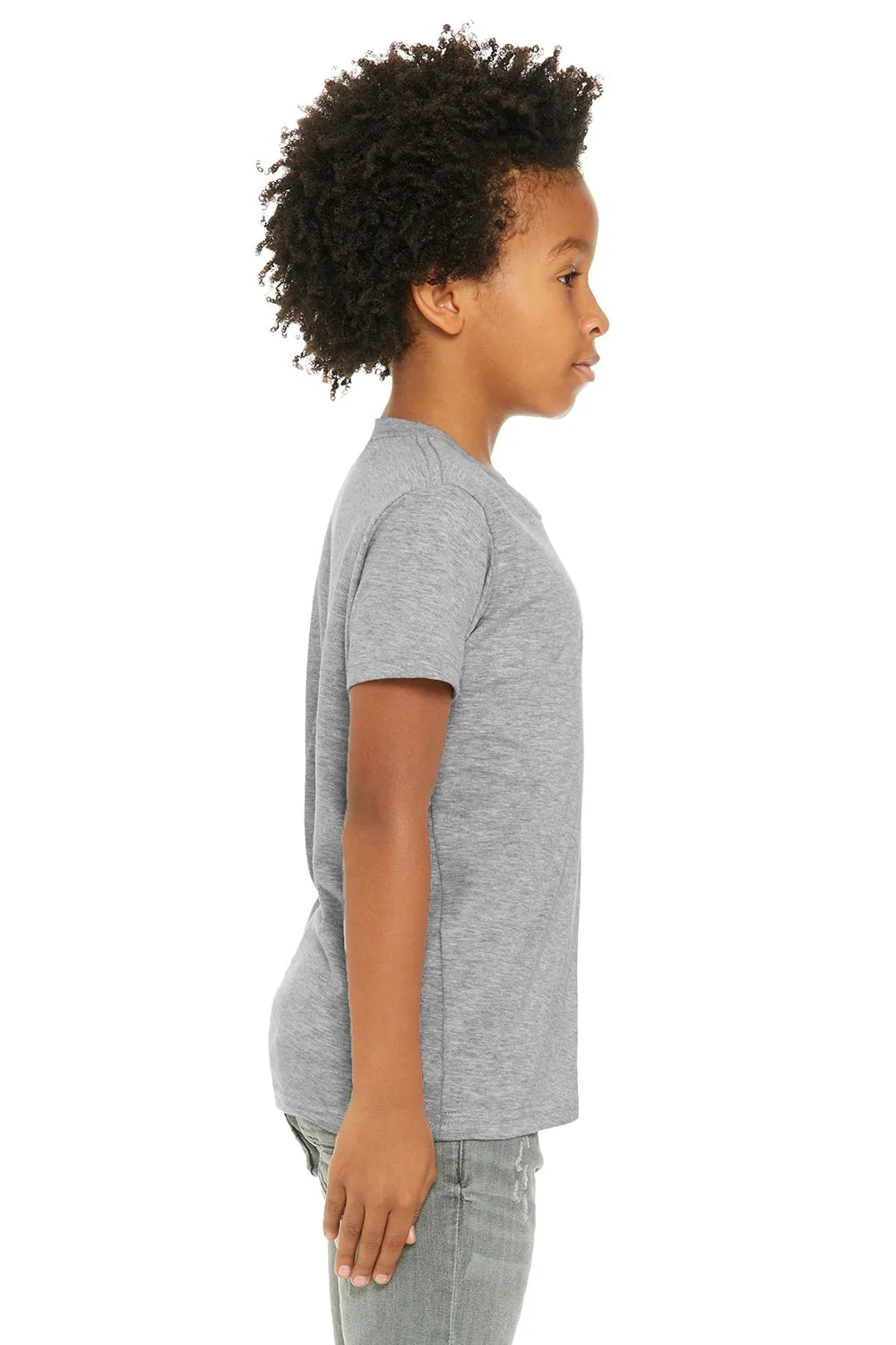 Bella   Canvas Jugend-Jersey Kurzarm Rundhals T-Shirt - Meliertes Grau