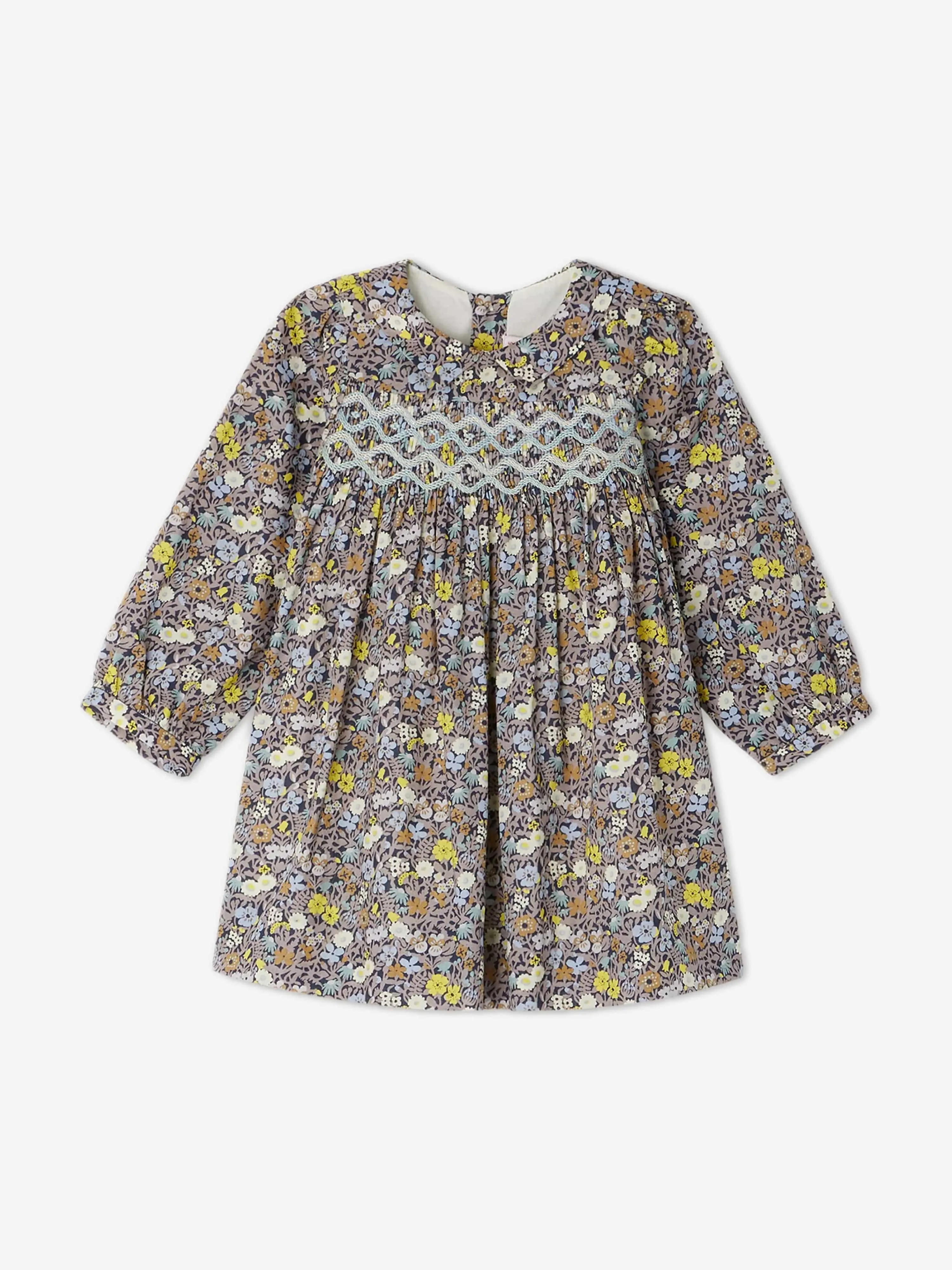 Bonpoint Baby Mädchen Blumen Rüschenkleid Trinite in Grau