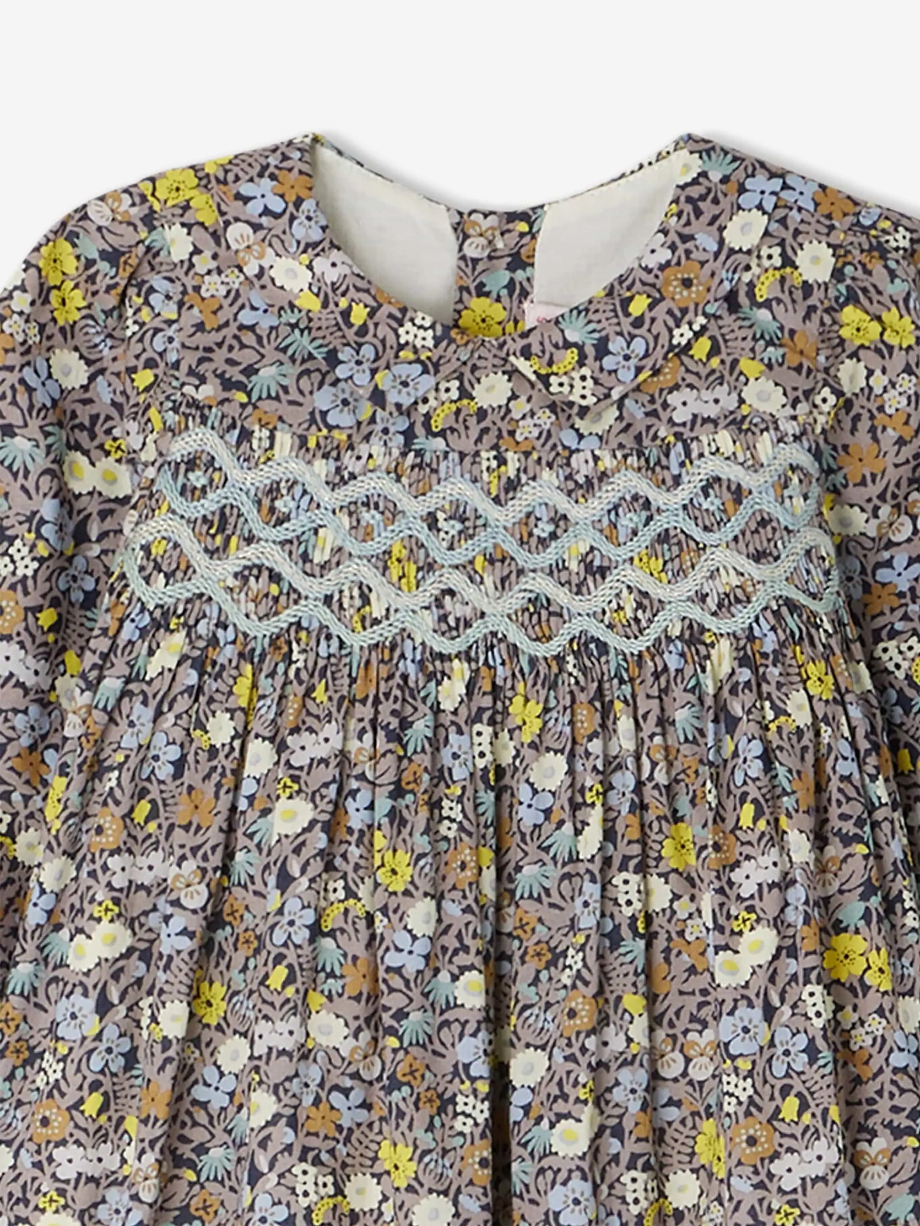 Bonpoint Baby Mädchen Blumen Rüschenkleid Trinite in Grau