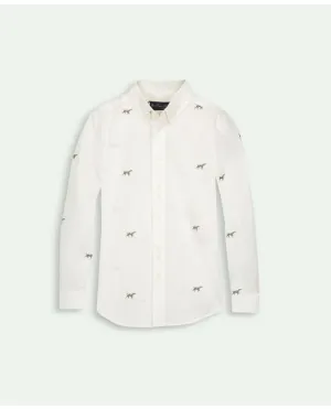 Brooks Brothers Boys Cotton Poplin Dog Print Sport Shirt White Brooks Brothers