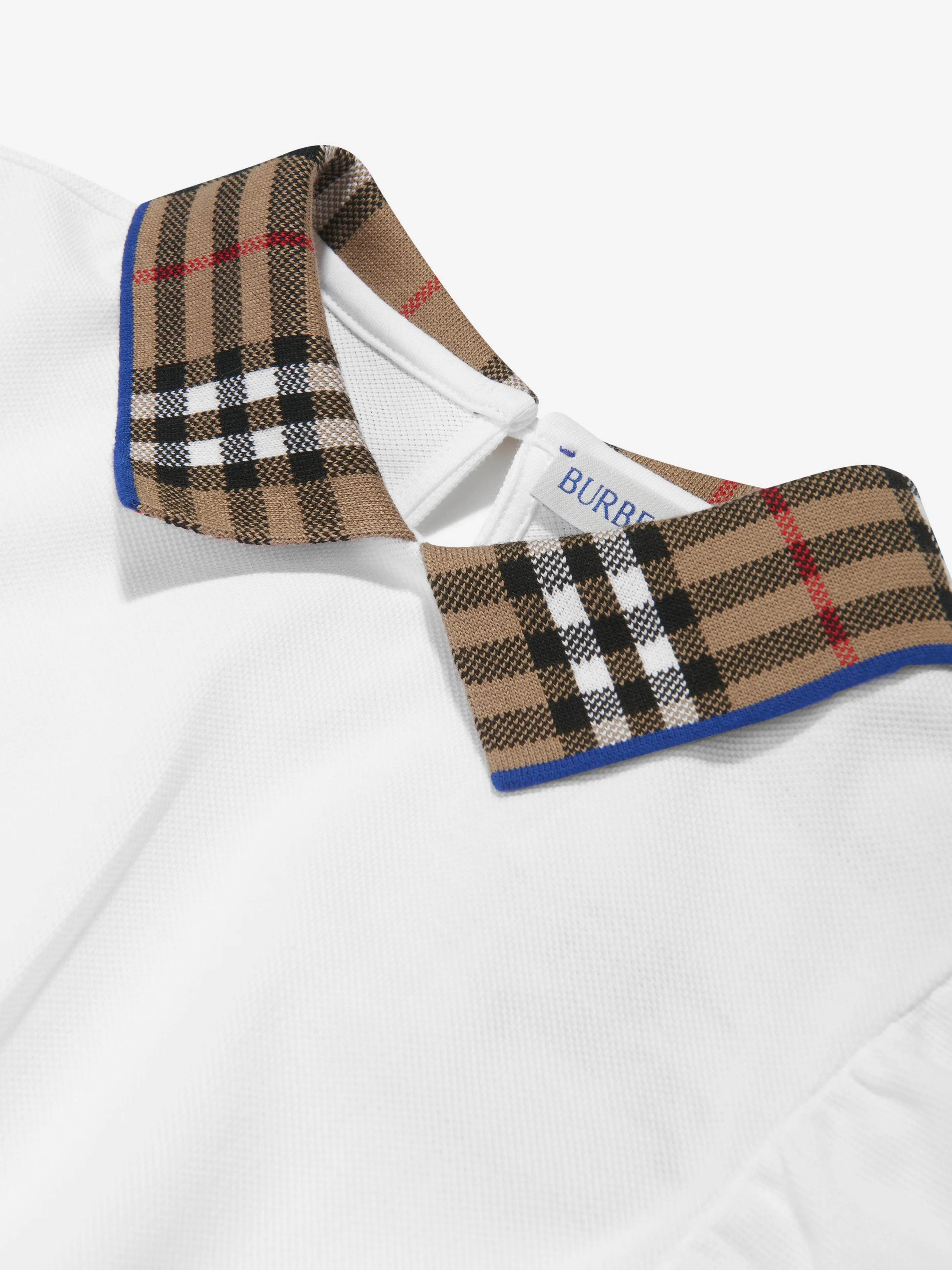 Burberry Girls Check Kragen Alesea Kleid in Weiß