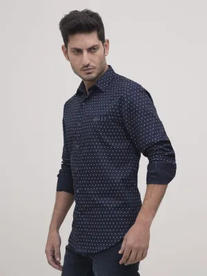 CASUAL SHIRT FULL SLEEVE NAVY WHITE