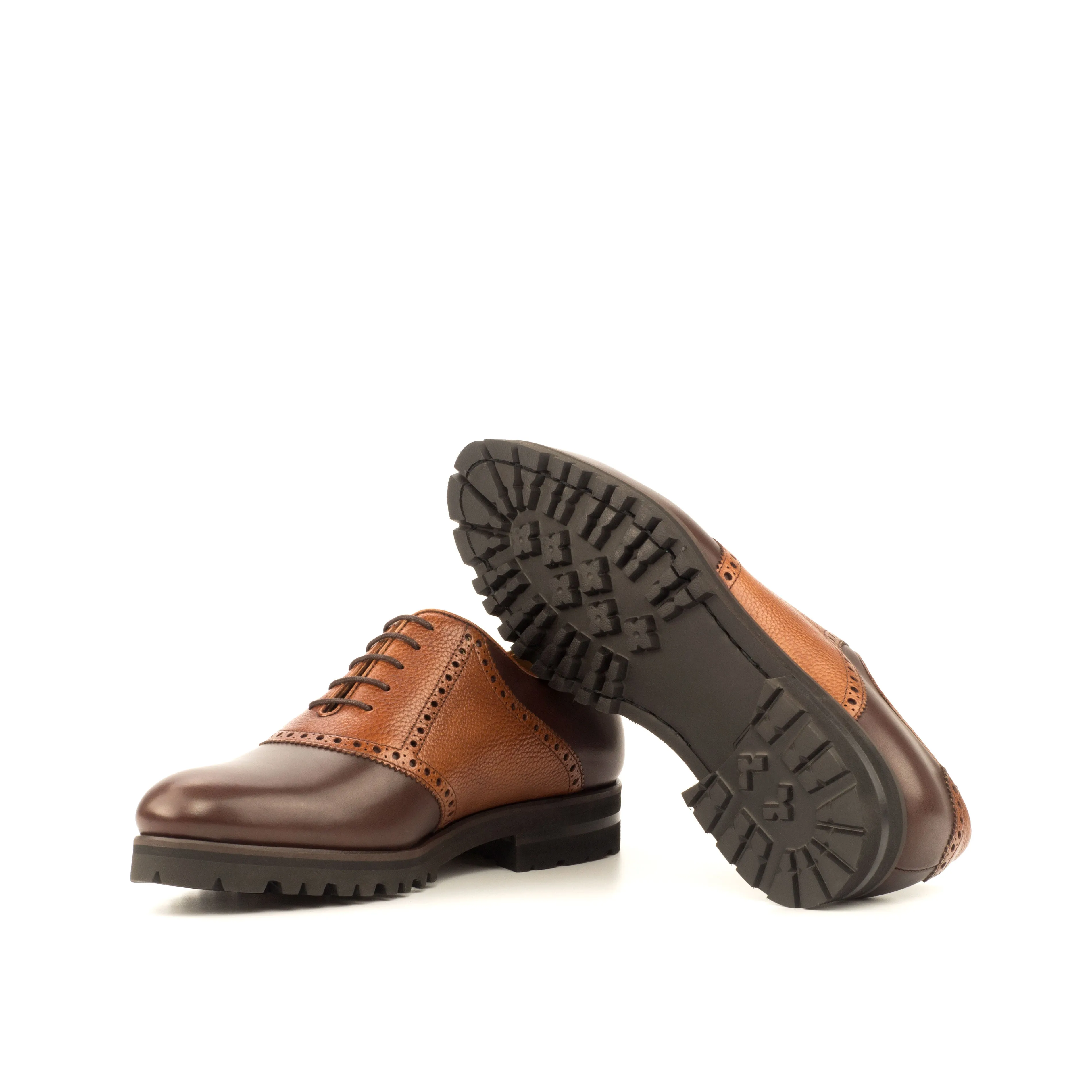Dapperfam Schuhe DapperFam Fabrizio in Dunkelbraun / Mittelbraun Herren Italienisches Vollnarbenleder Sattel