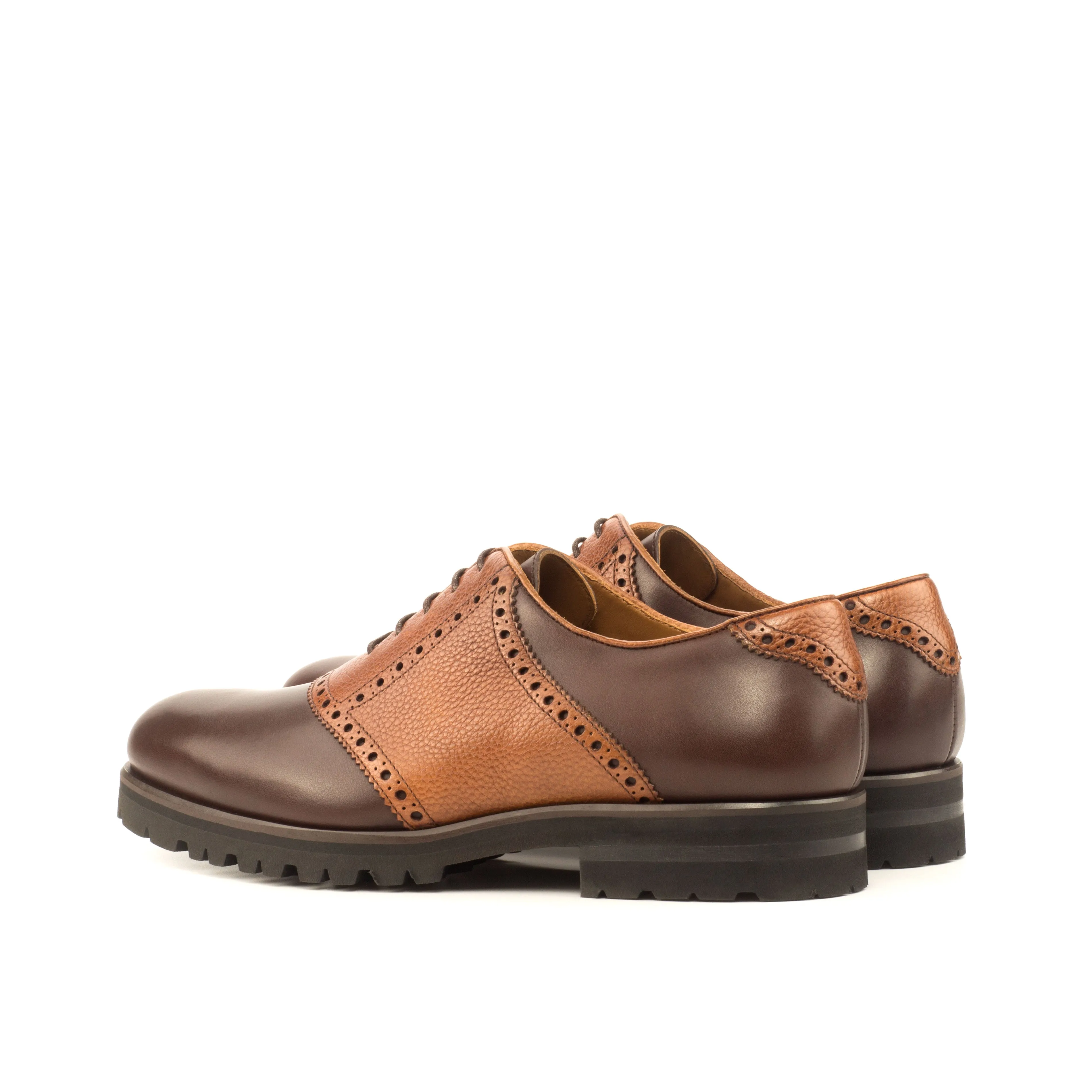 Dapperfam Schuhe DapperFam Fabrizio in Dunkelbraun / Mittelbraun Herren Italienisches Vollnarbenleder Sattel