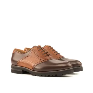 Dapperfam Schuhe DapperFam Fabrizio in Dunkelbraun / Mittelbraun Herren Italienisches Vollnarbenleder Sattel