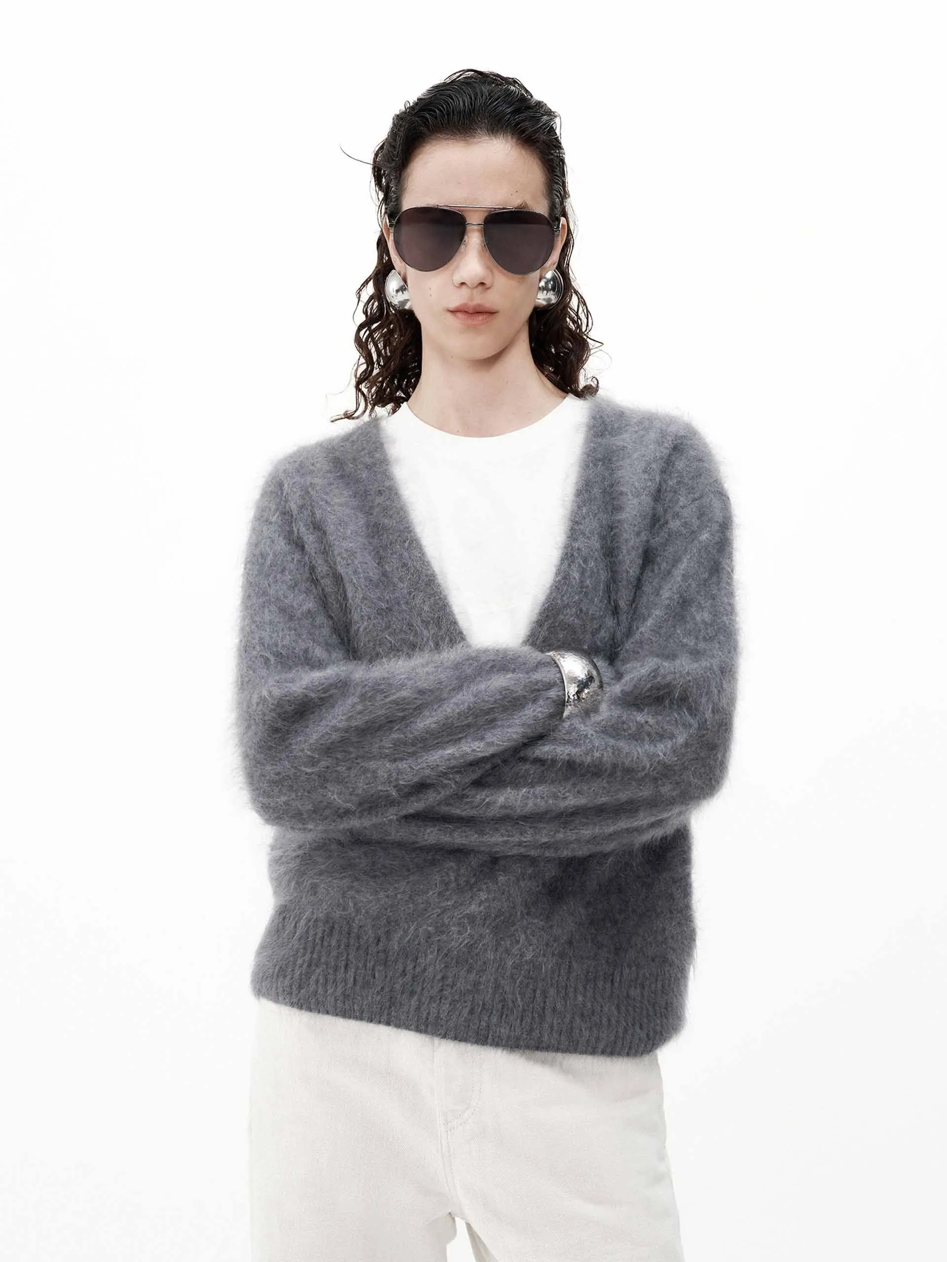 Tiefer V-Ausschnitt Kaschmir Pullover