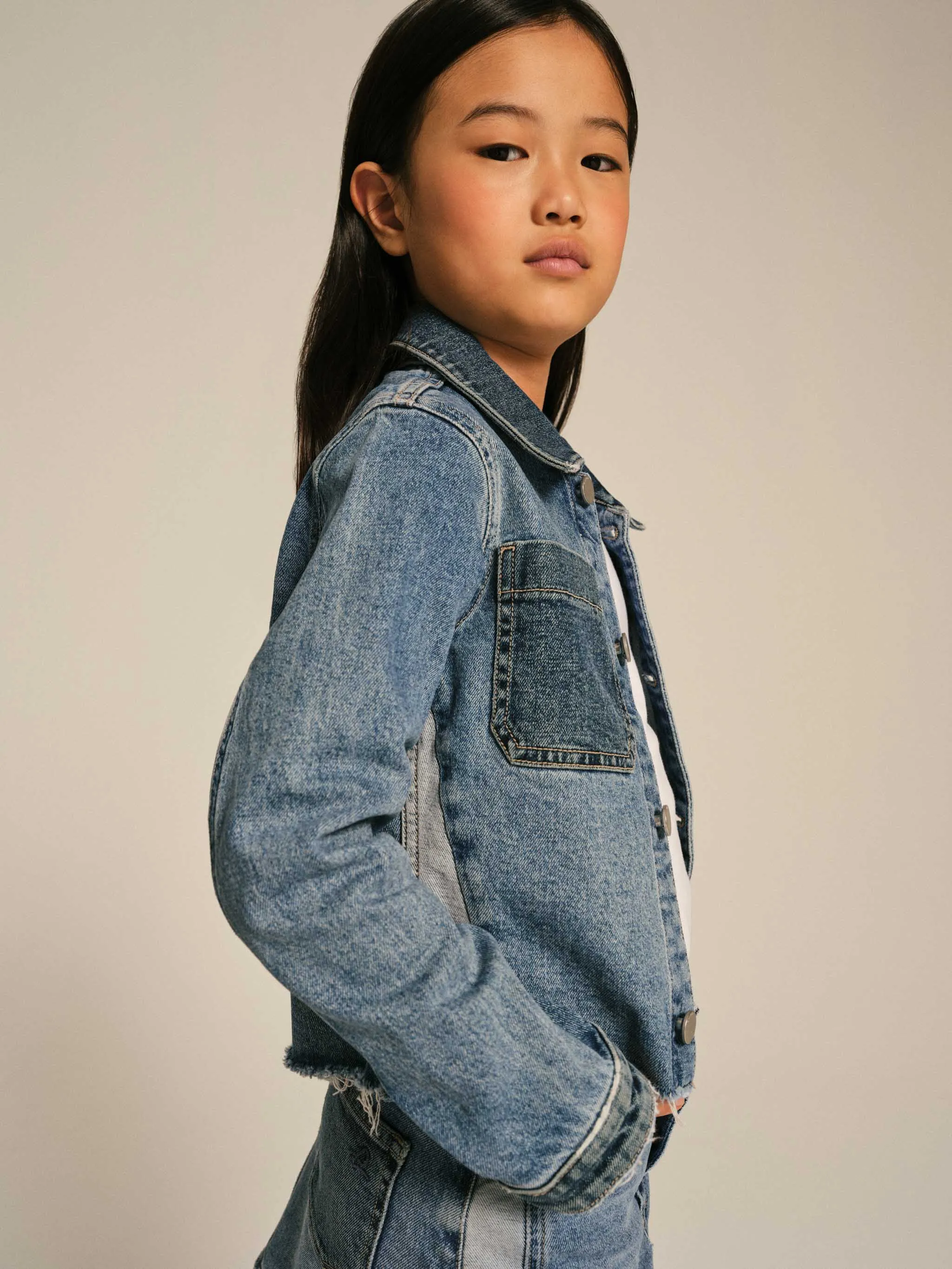 DL1961 Mädchen Manning Blockierte Jacke in Blau