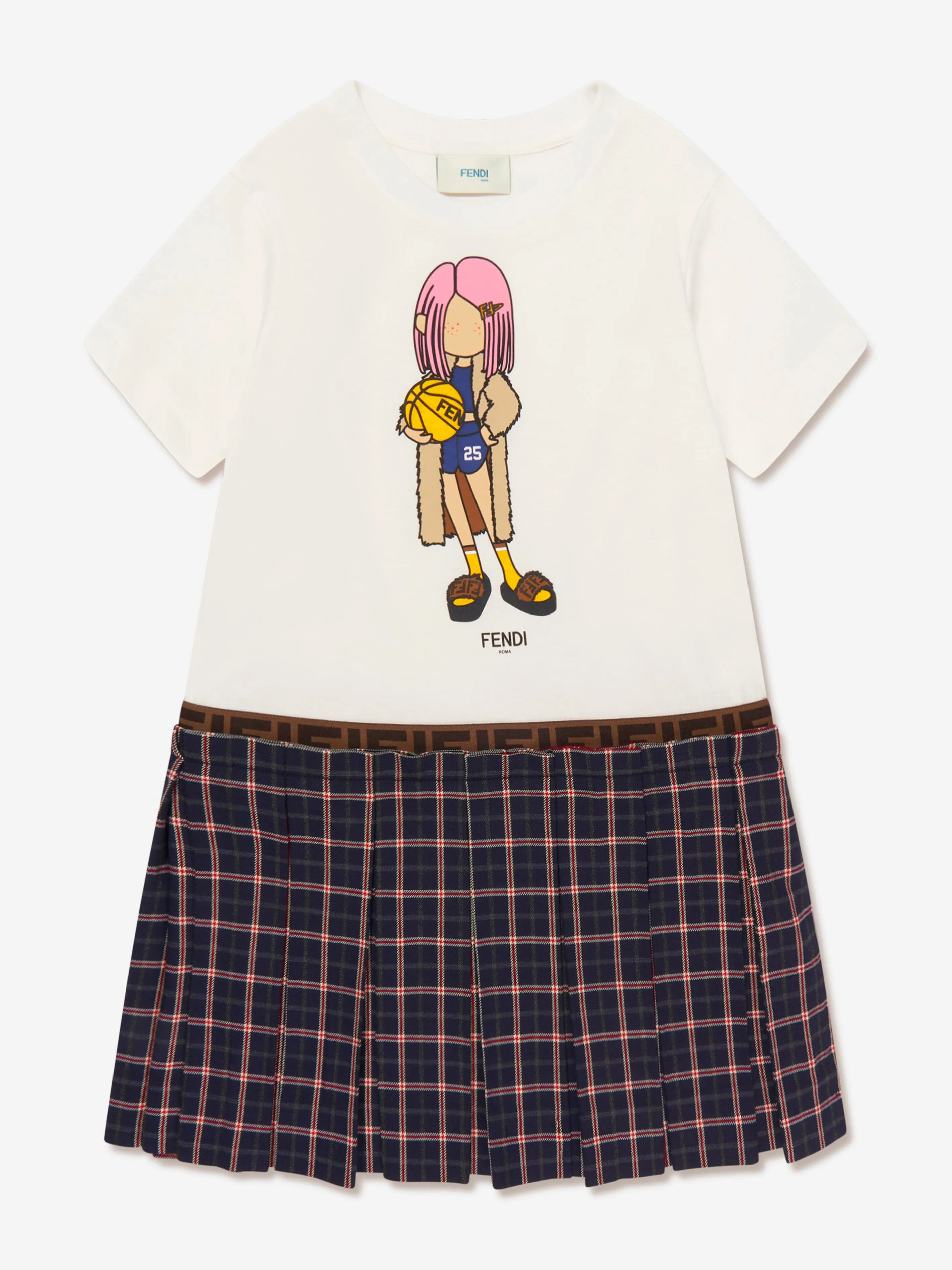 Fendi Girls 2 In 1 Karo-Rockkleid