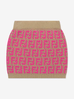 Fendi Girls Gestrickter FF-Logo Rock in Rosa