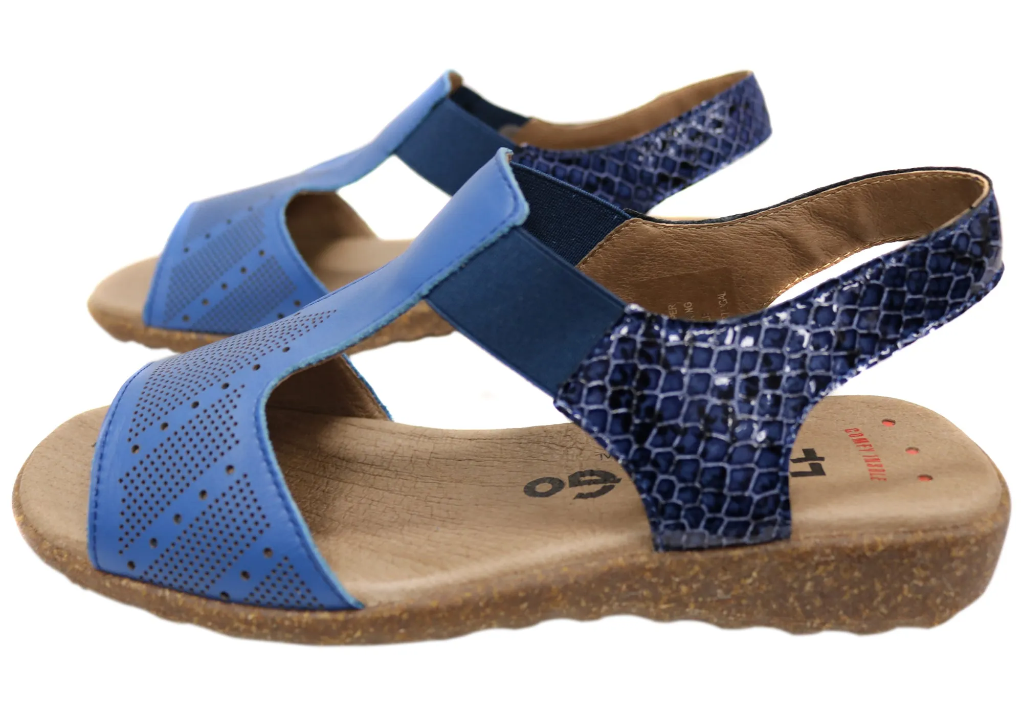 Flex & Go Montana Damen Bequeme Ledersandalen Hergestellt In Portugal Flex & Go Schuhe