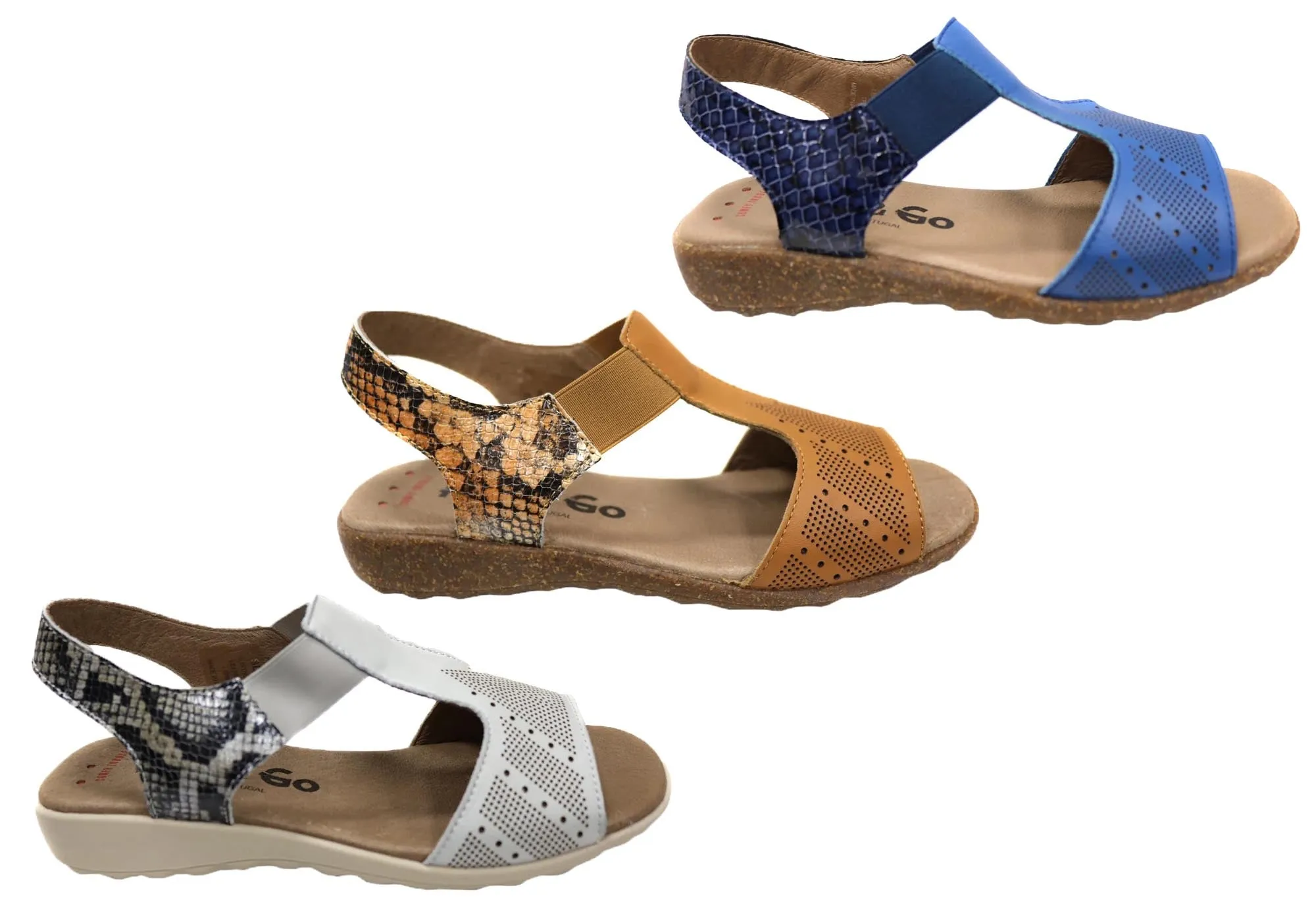 Flex & Go Montana Damen Bequeme Ledersandalen Hergestellt In Portugal Flex & Go Schuhe