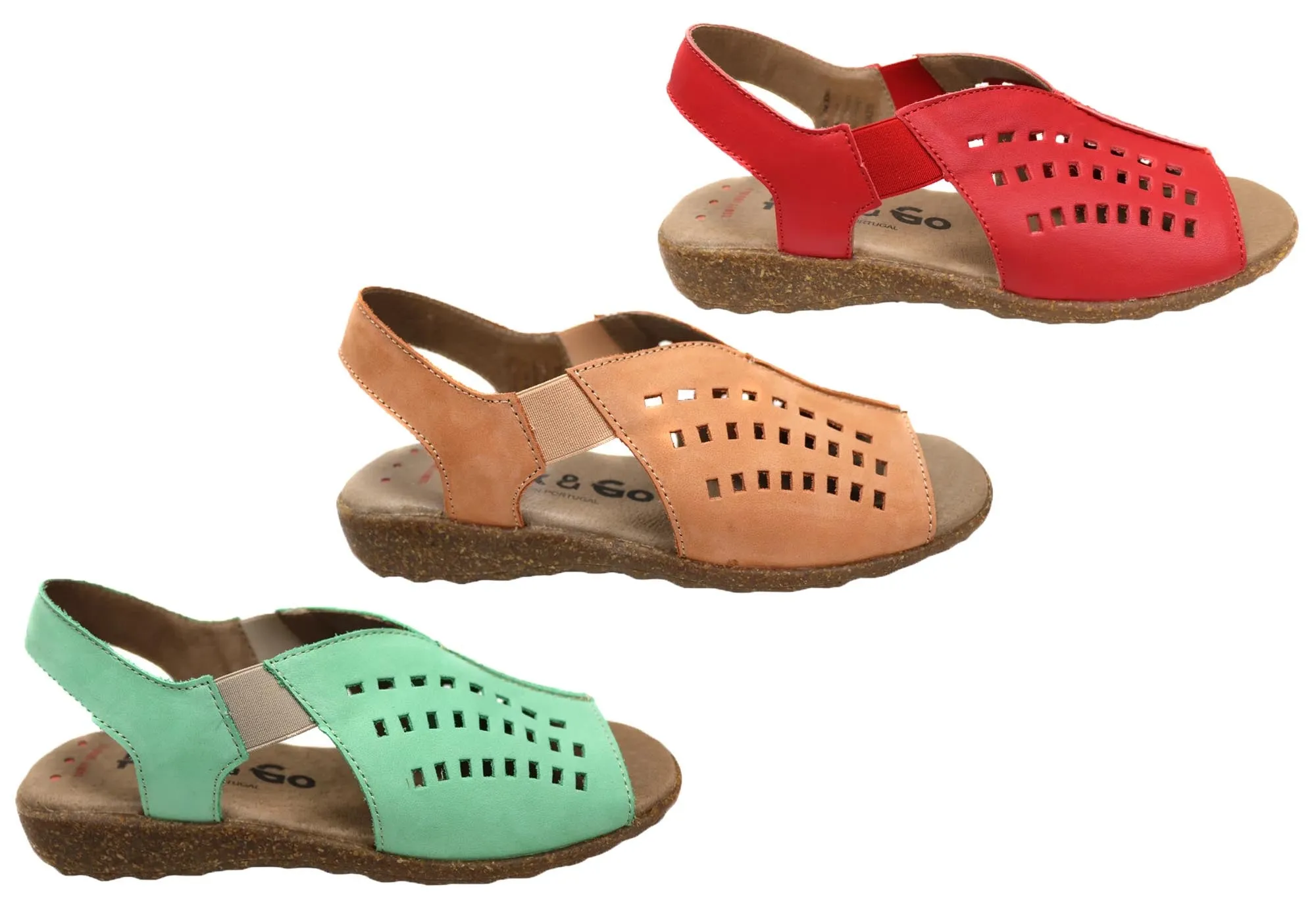 Flex & Go Rochela Damen Bequeme Ledersandalen Hergestellt in Portugal Flex & Go Schuhe