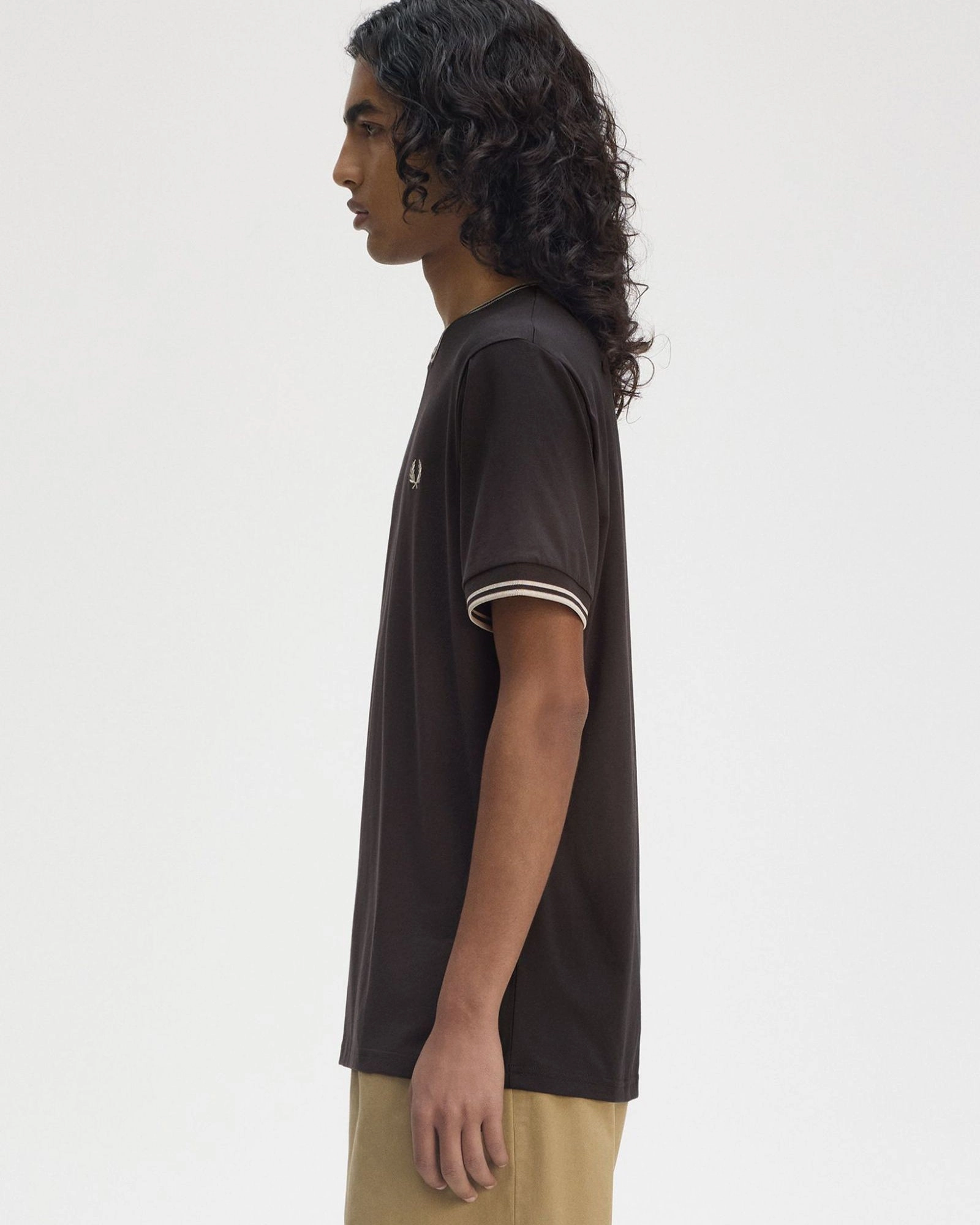 Fred Perry Twin Tipped T Shirt - Anchor Grey / Oatmeal