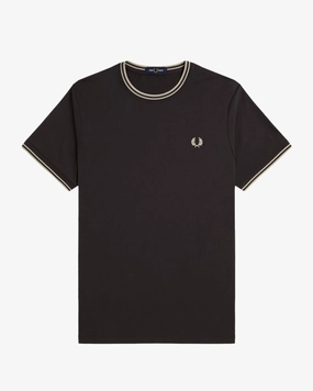 Fred Perry Twin Tipped T Shirt - Anchor Grey / Oatmeal