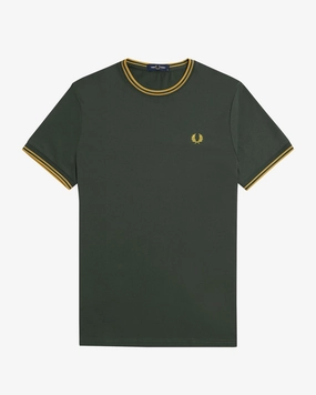 Fred Perry Twin Tipped T Shirt - Court Green / Honeycomb