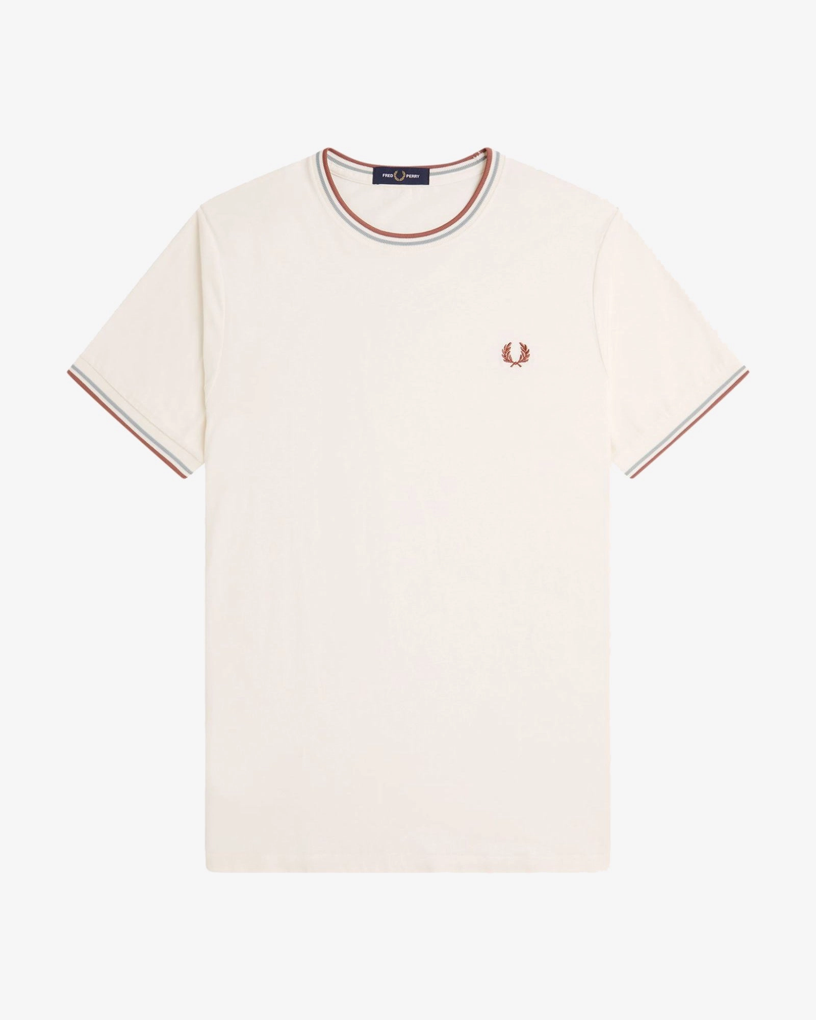 Fred Perry Twin Tipped T Shirt - Light Ecru / Silver Blue / Cinnamon
