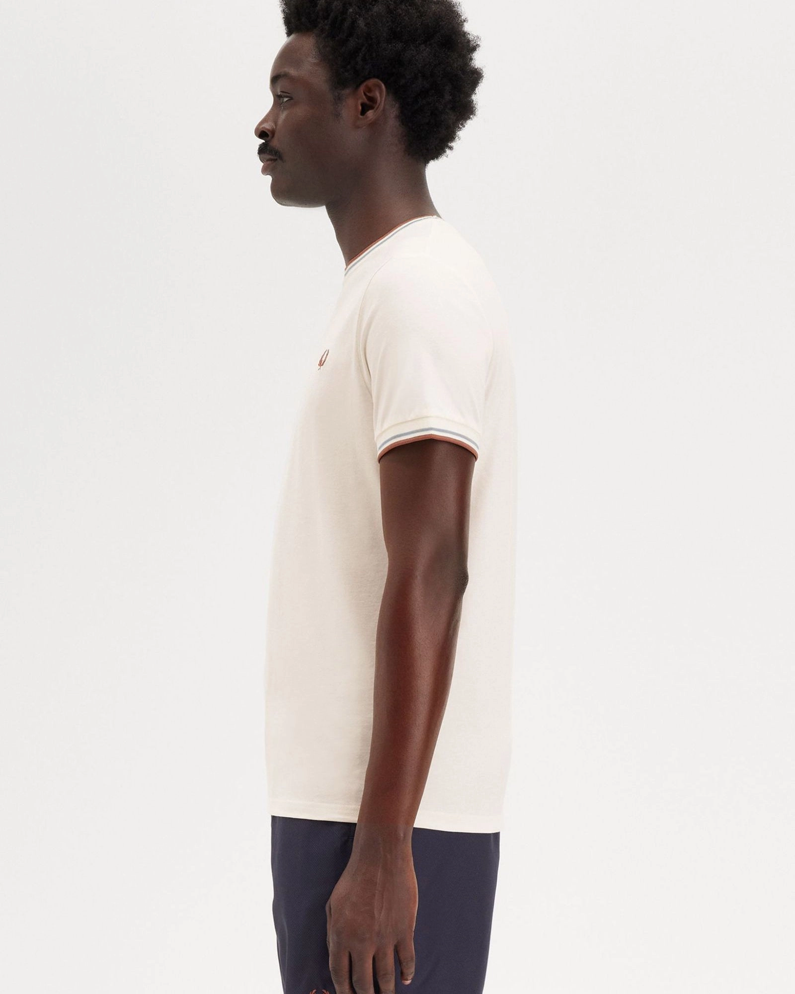 Fred Perry Twin Tipped T Shirt - Light Ecru / Silver Blue / Cinnamon