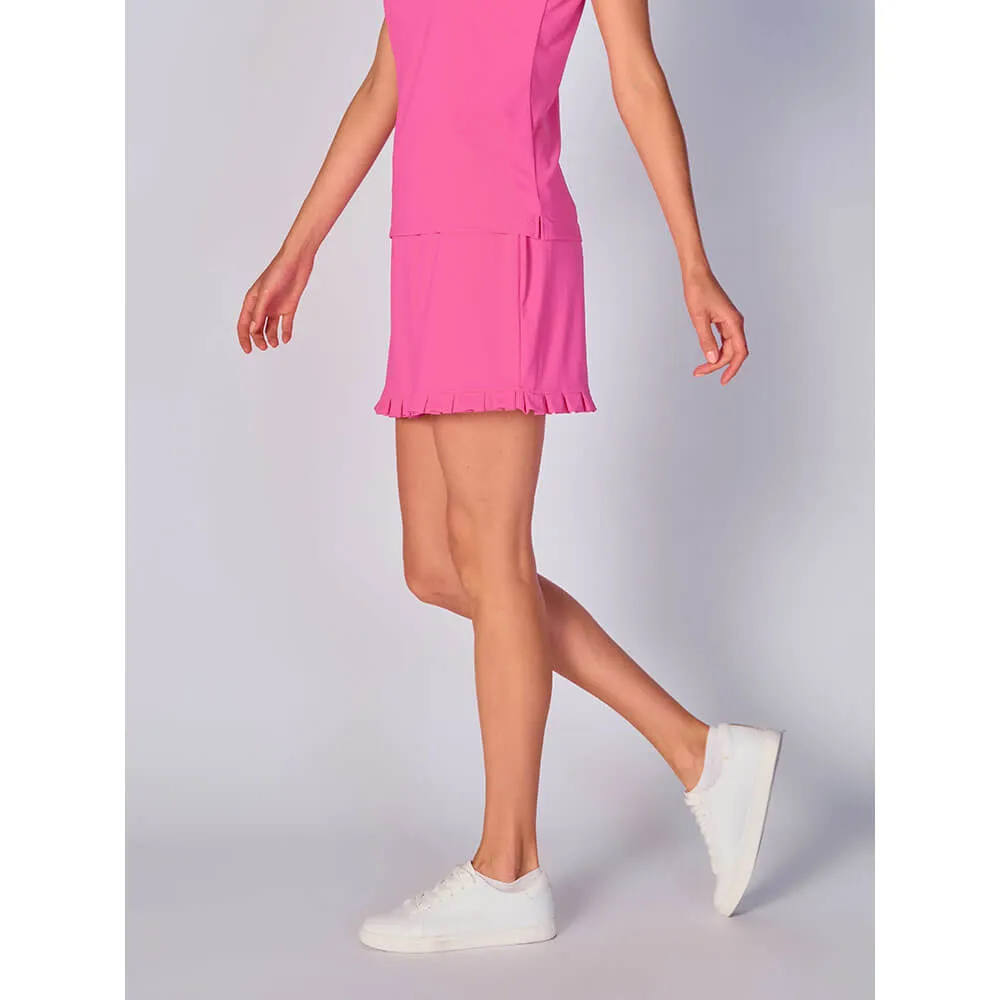 G Lifestyle 14 1/2-Inch Solid Ruffle Skort - Hot Pink G Lifestyle Clothing
