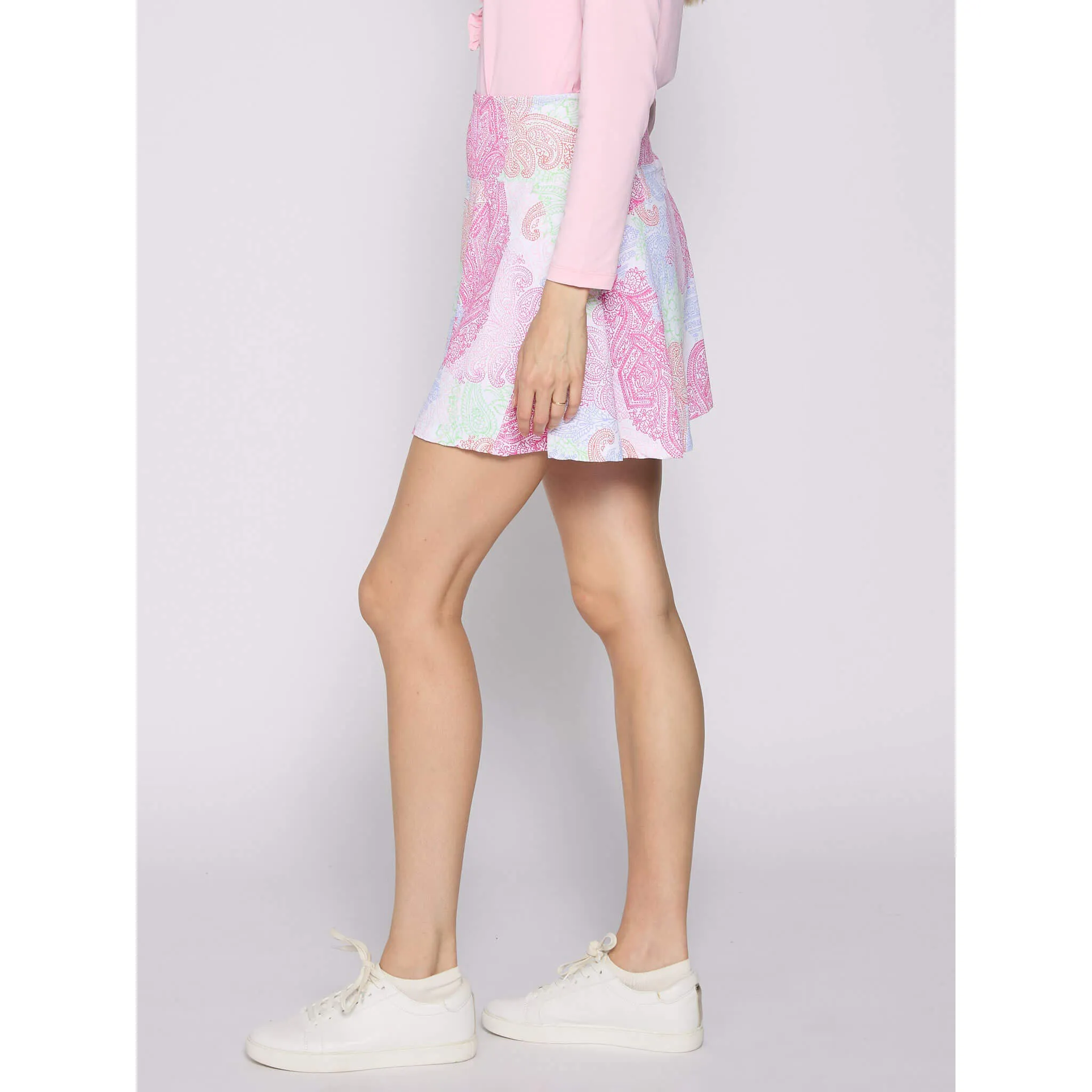 G Lifestyle 16-Inch Back Yoke Ruffle Skort - Multi Paisley G Lifestyle Clothing