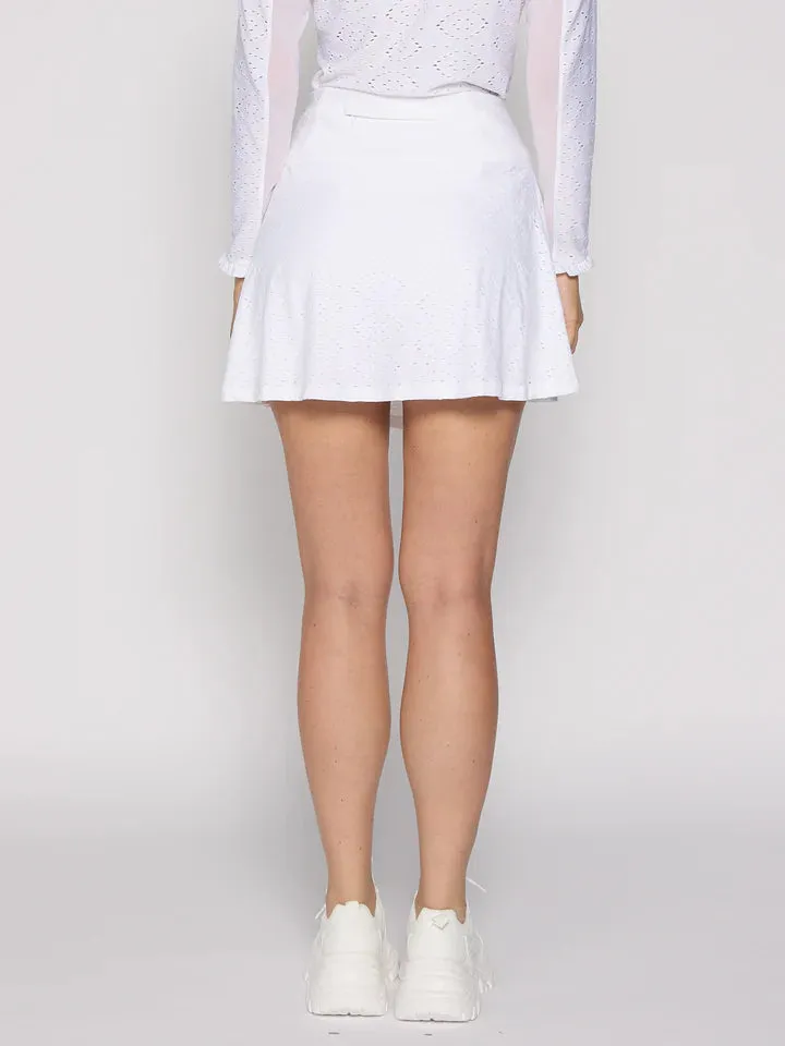 G Lifestyle 16-Inch Back Yoke Ruffle Skort - White Eyelet G Lifestyle Clothing