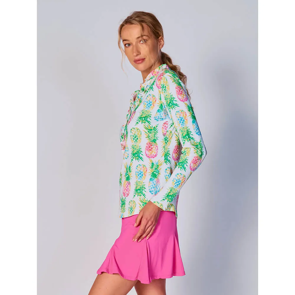 G Lifestyle Ananas Long Sleeve Double Ruffle Top - Green G Lifestyle Clothing
