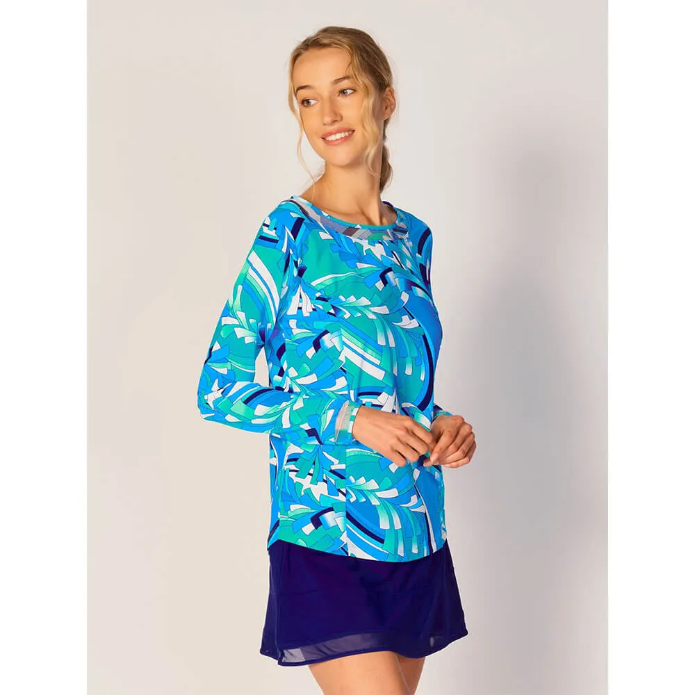 G Lifestyle Barths Mesh Insert Sleeve Top - Blue G Lifestyle Clothing