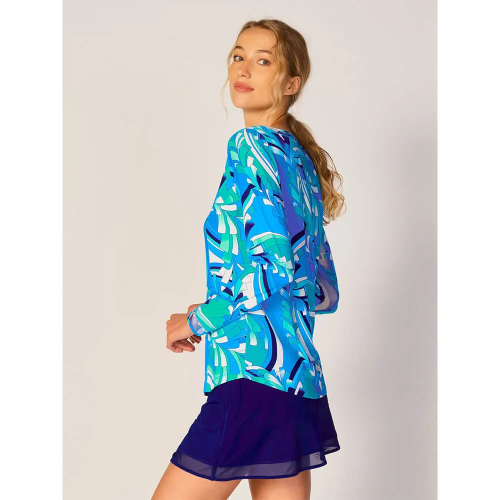 G Lifestyle Barths Mesh Insert Sleeve Top - Blue G Lifestyle Clothing