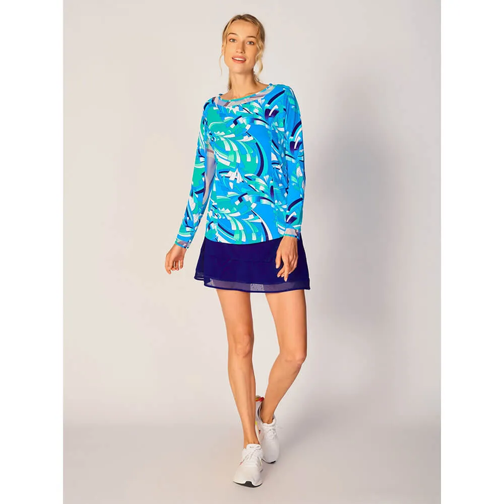 G Lifestyle Barths Mesh Insert Sleeve Top - Blue G Lifestyle Clothing