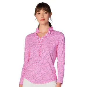 G Lifestyle Cubic Long Sleeve Double Ruffle Top - Hot Pink G Lifestyle Clothing