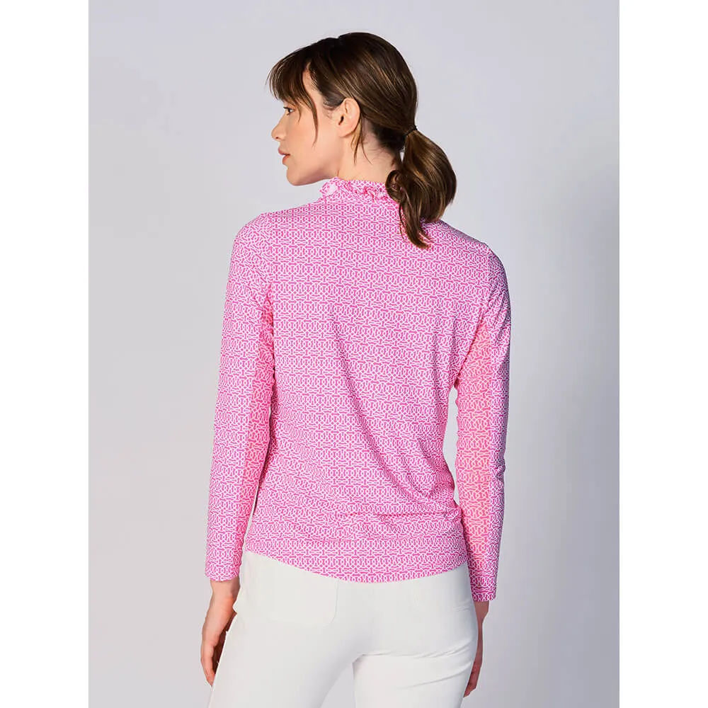 G Lifestyle Cubic Long Sleeve Double Ruffle Top - Hot Pink G Lifestyle Clothing