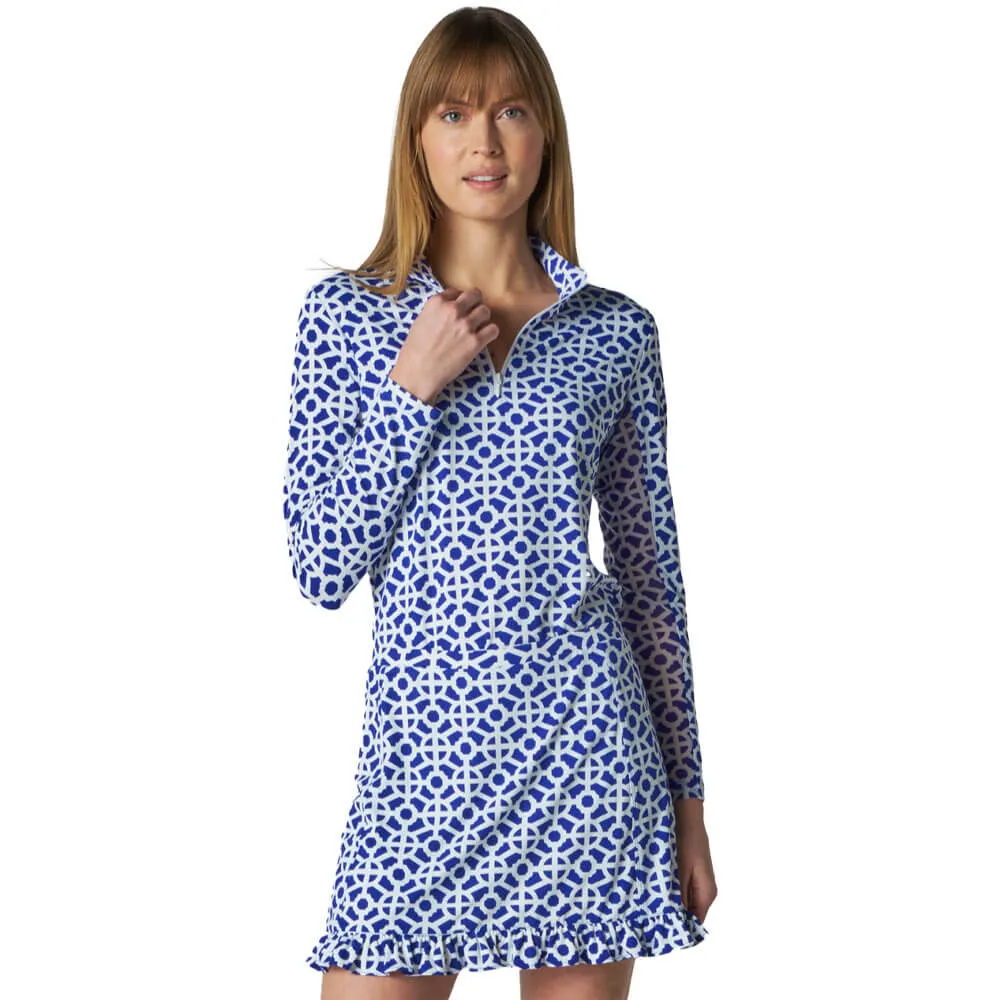 G Lifestyle Lancaster Long Sleeve Double Ruffle Top - Aqua G Lifestyle Clothing