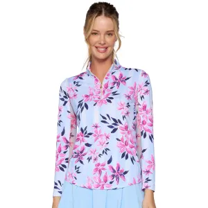 G Lifestyle Long Sleeve Print Zip Mock Neck Top - Bamboo G Lifestyle Clothing