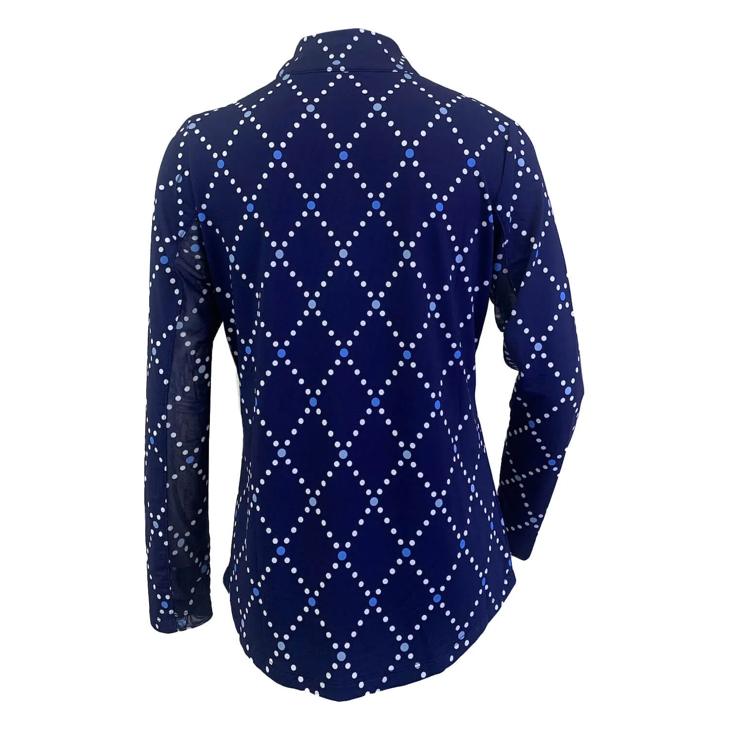 G Lifestyle Long Sleeve Print Zip Mock Neck Top - Navy Diamond Geo G Lifestyle Clothing